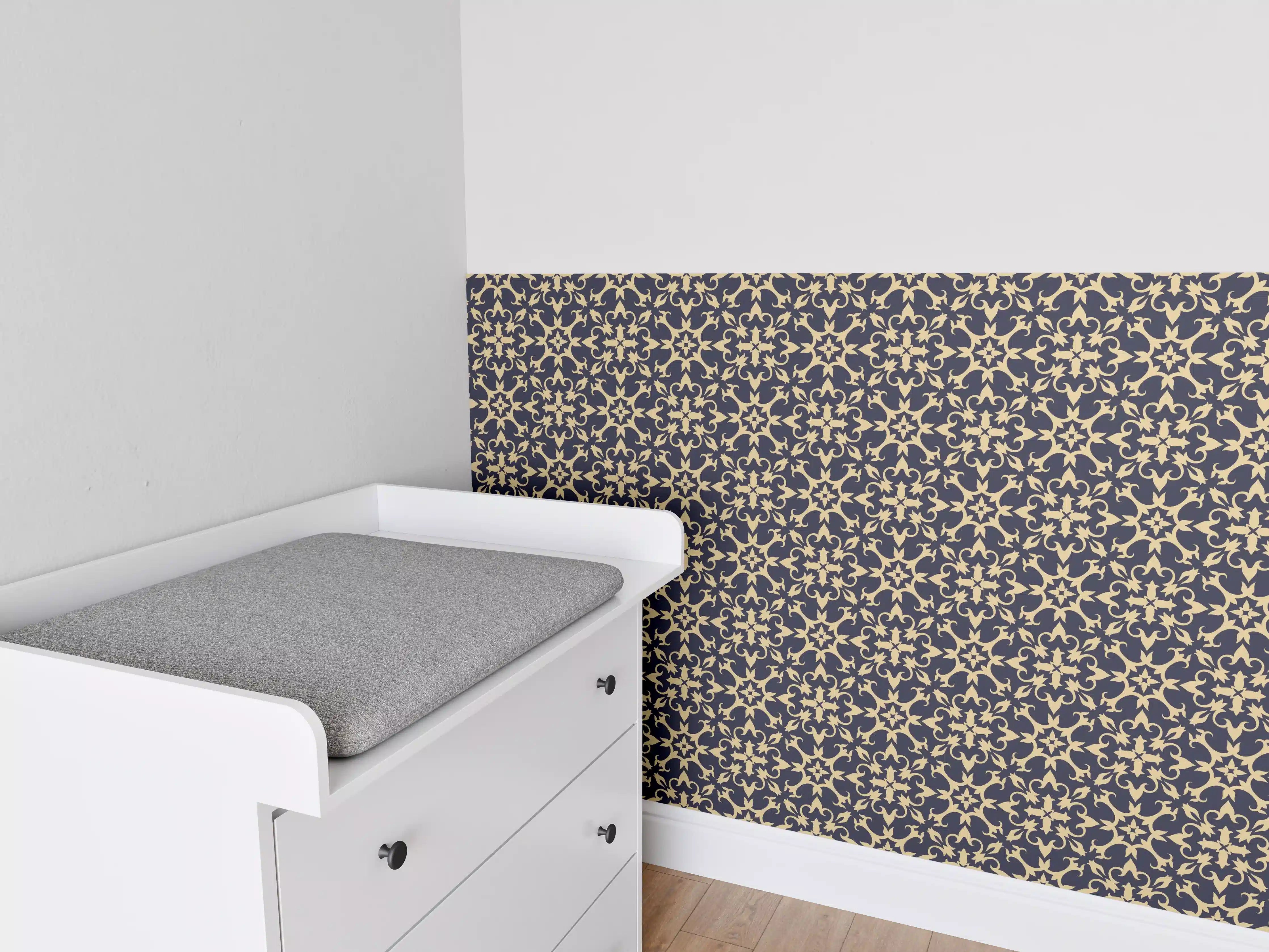 Babyzimmer Wandgestaltung - Modernes Grau-Schwarz Muster