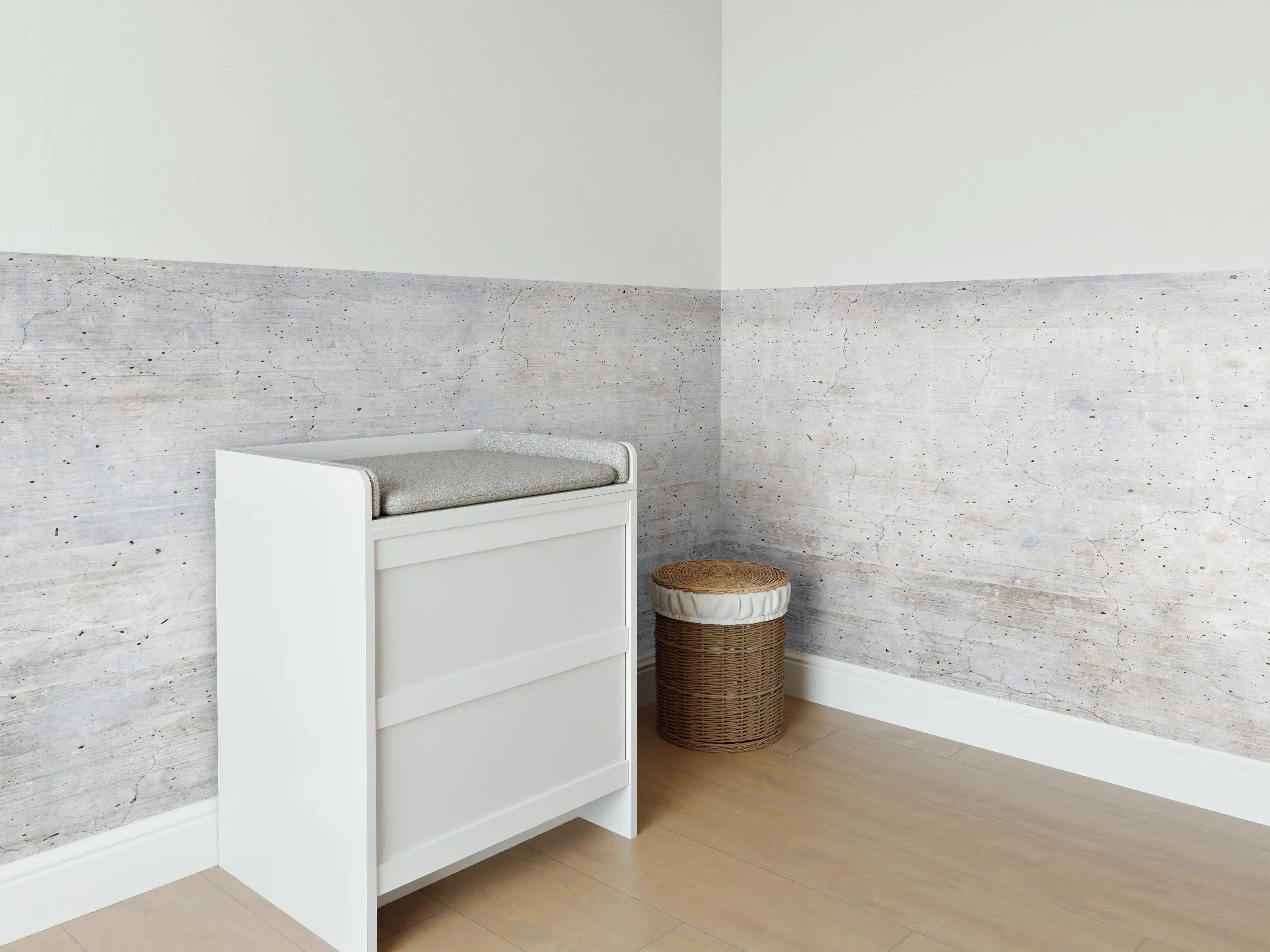 Babyzimmer Wandgestaltung - Modernes Grau-Weiß Wanddesign