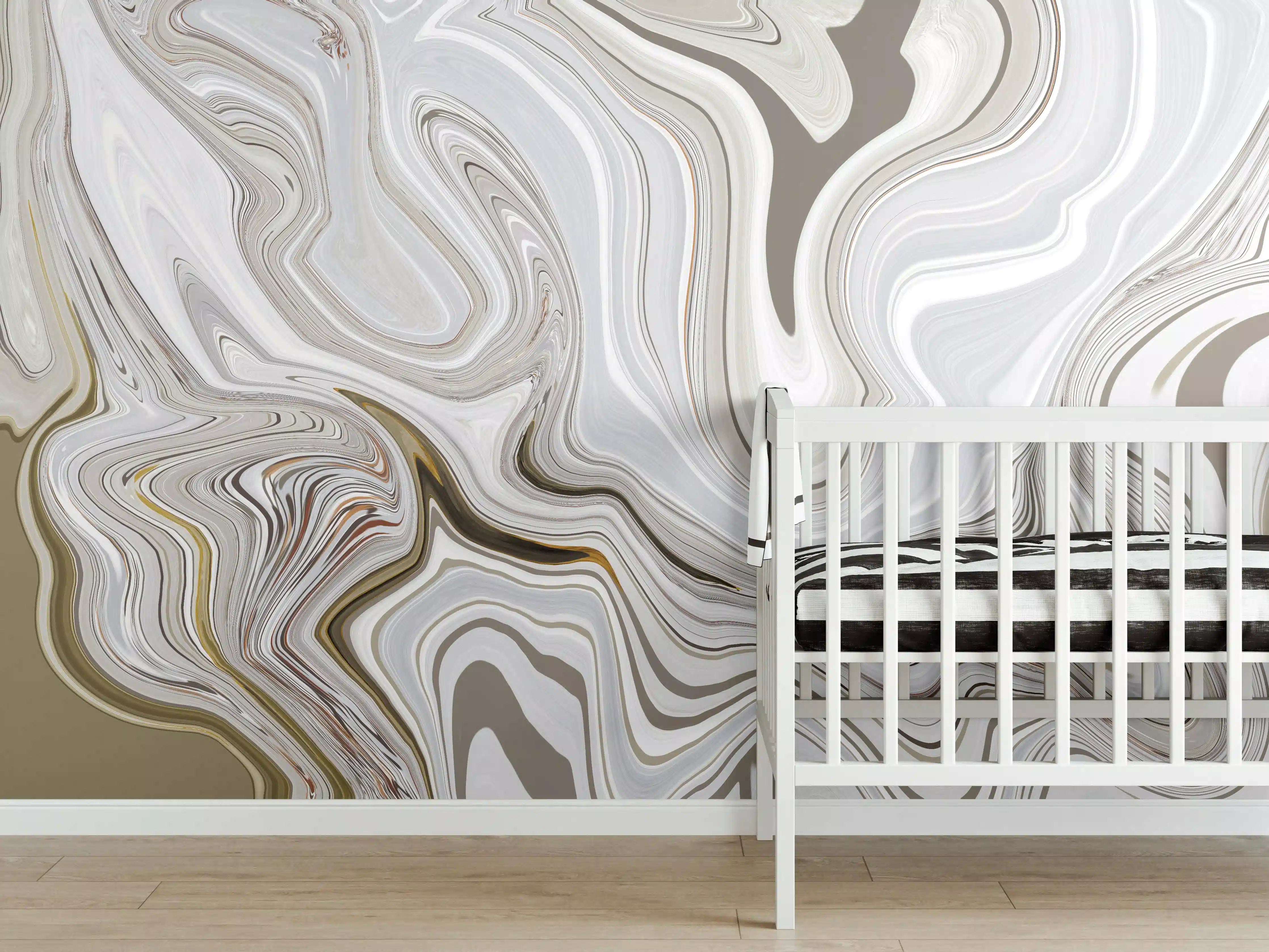 Babyzimmer Wandgestaltung - Modernes Kunstwerk - Flüssigkunst