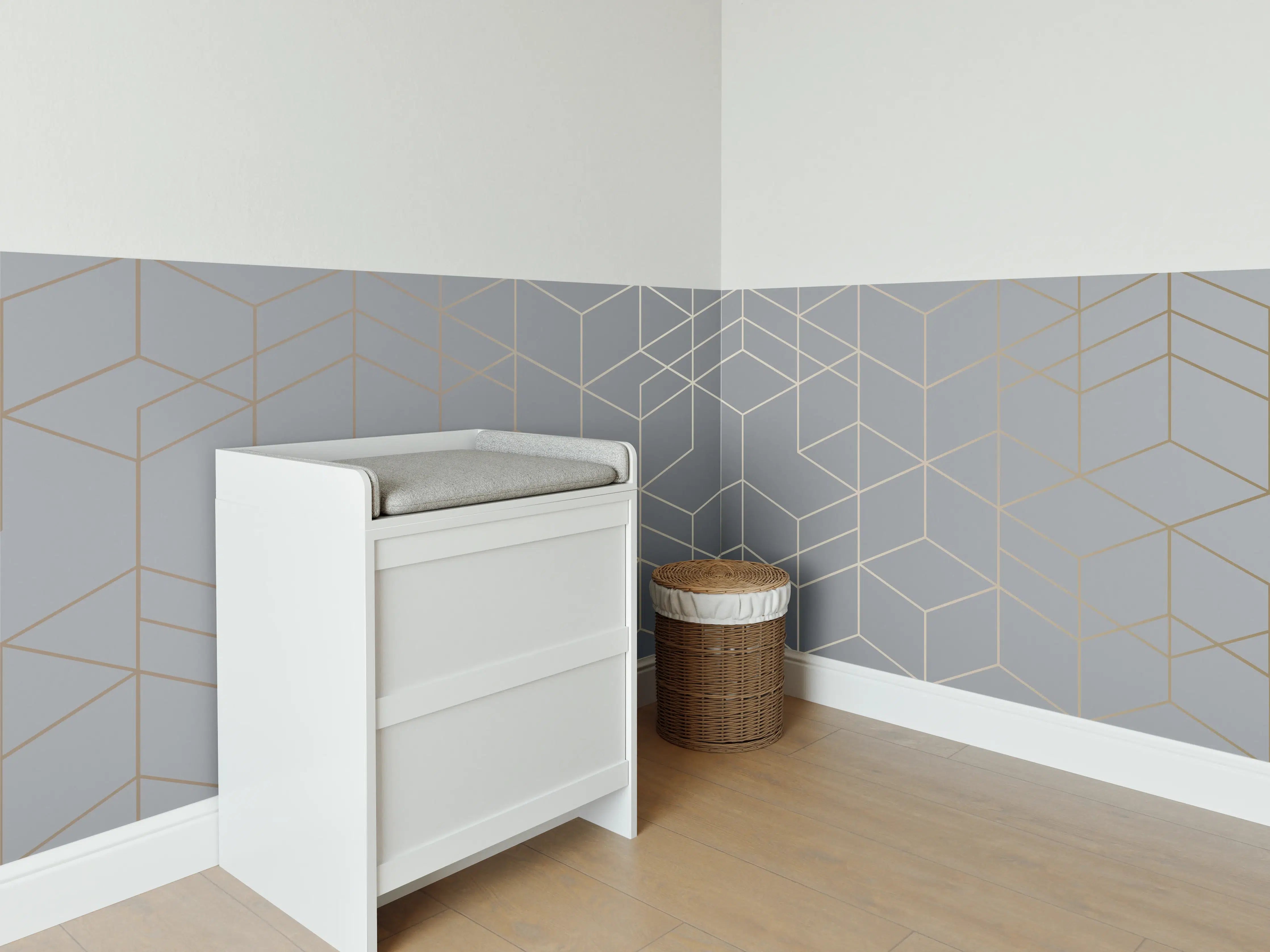 Babyzimmer Wandgestaltung - Modernes Weiß-Grau-Design