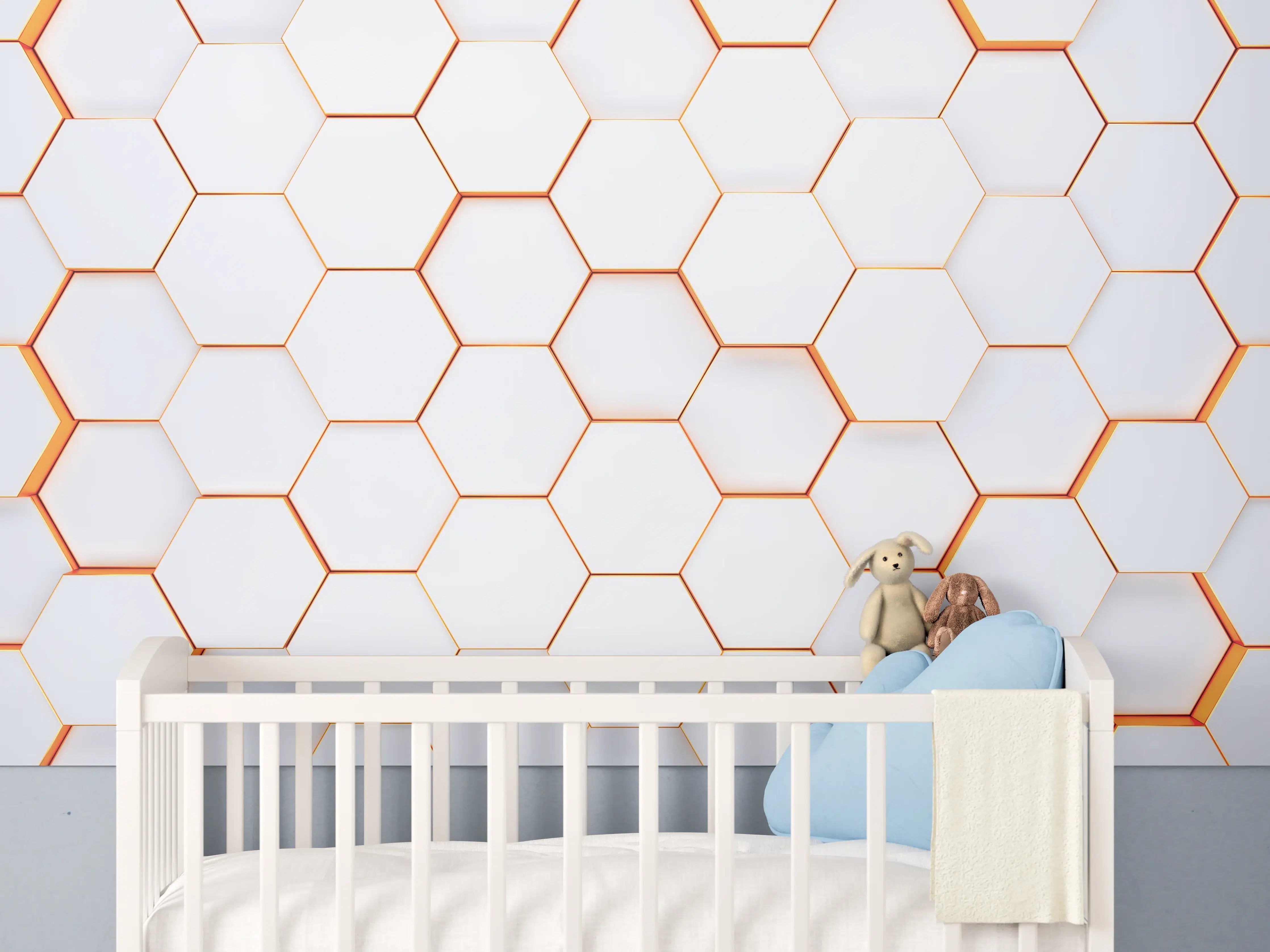 Babyzimmer Wandgestaltung - Modernes sechseckiges Hintergrundmuster