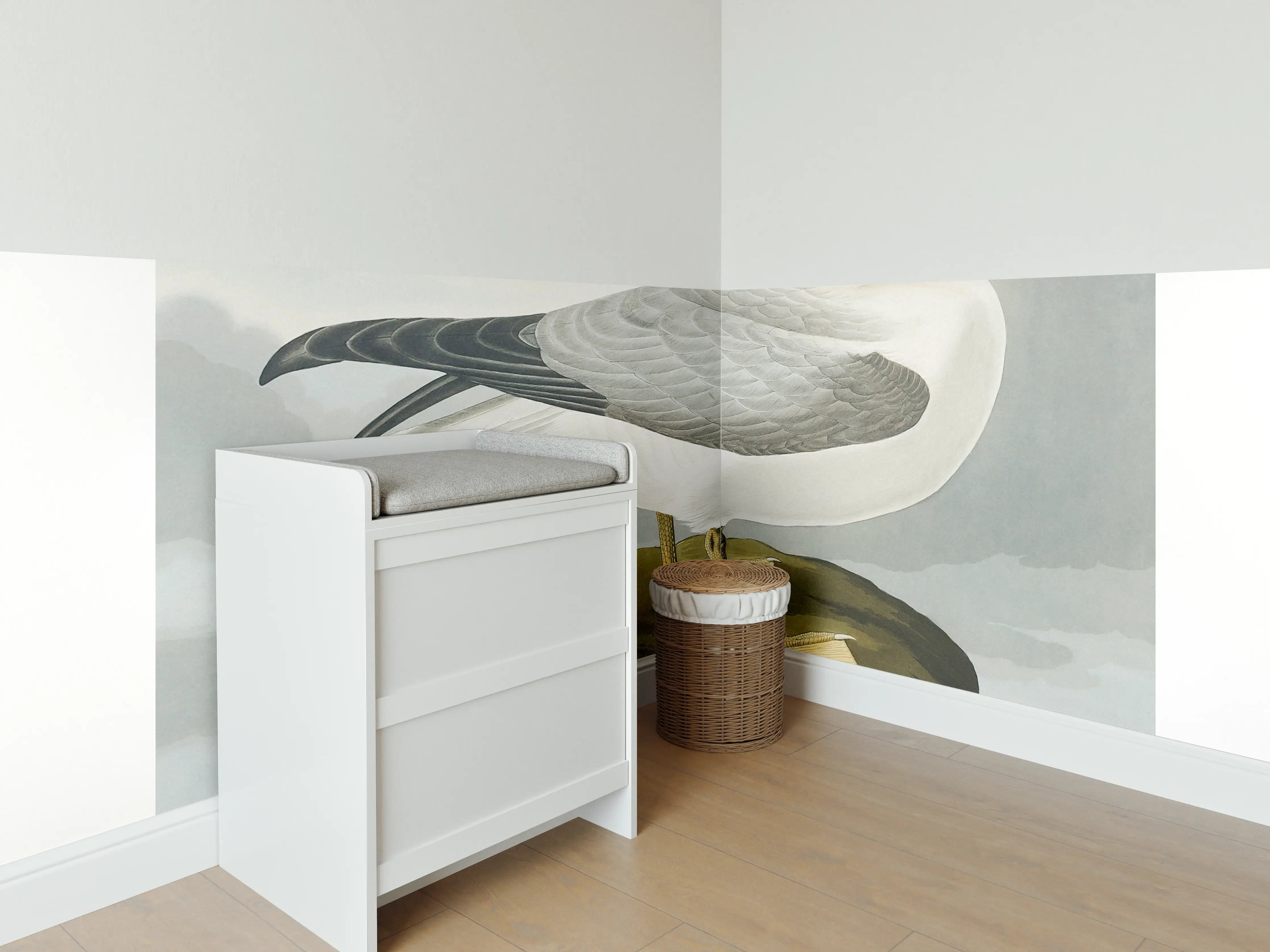 Babyzimmer Wandgestaltung - Möwe im Meer - Robert Havell 