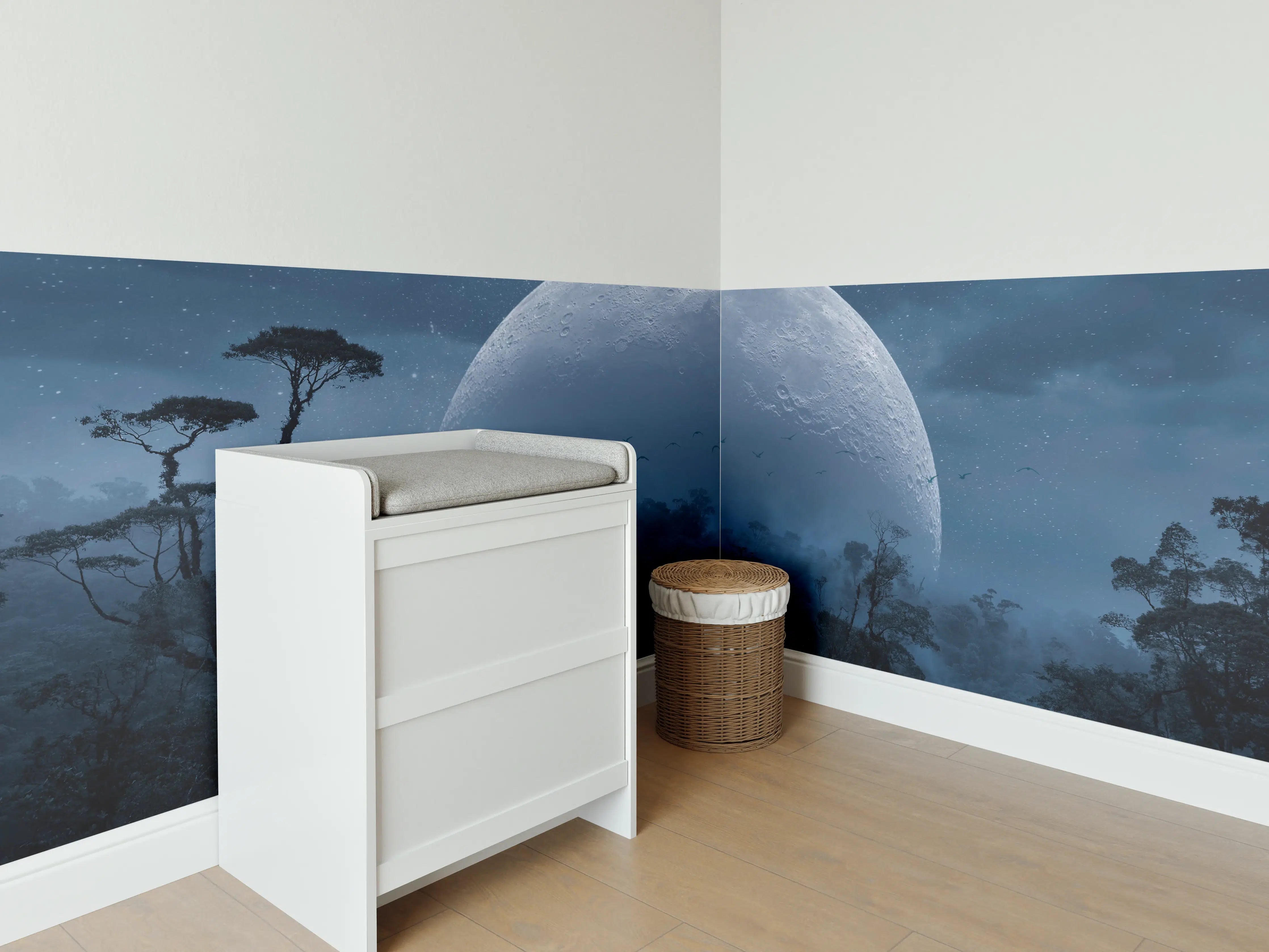 Babyzimmer Wandgestaltung - Mondlicht Dschungel Panorama