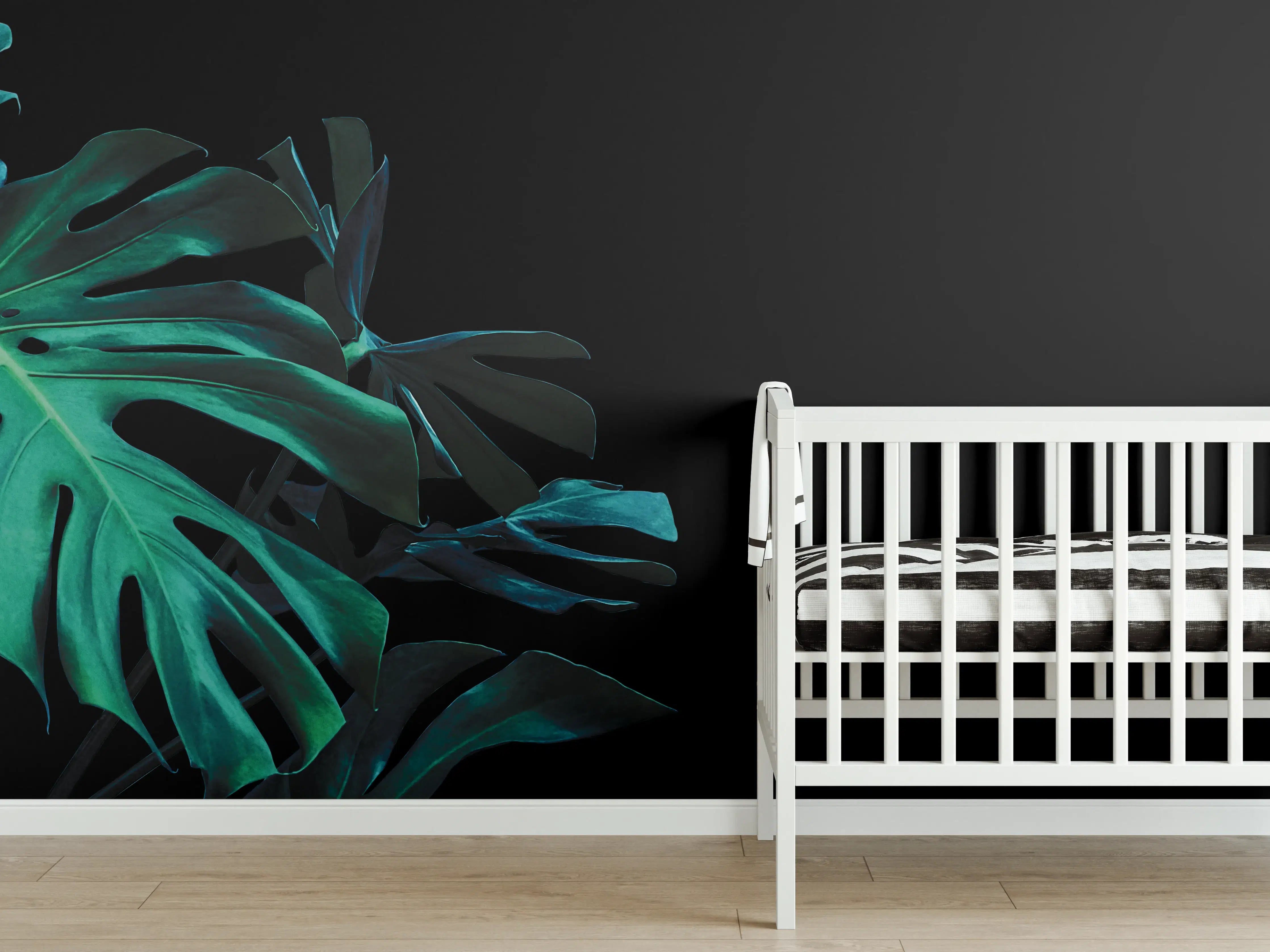 Babyzimmer Wandgestaltung - Monstera deliciosa - tropische Blätter