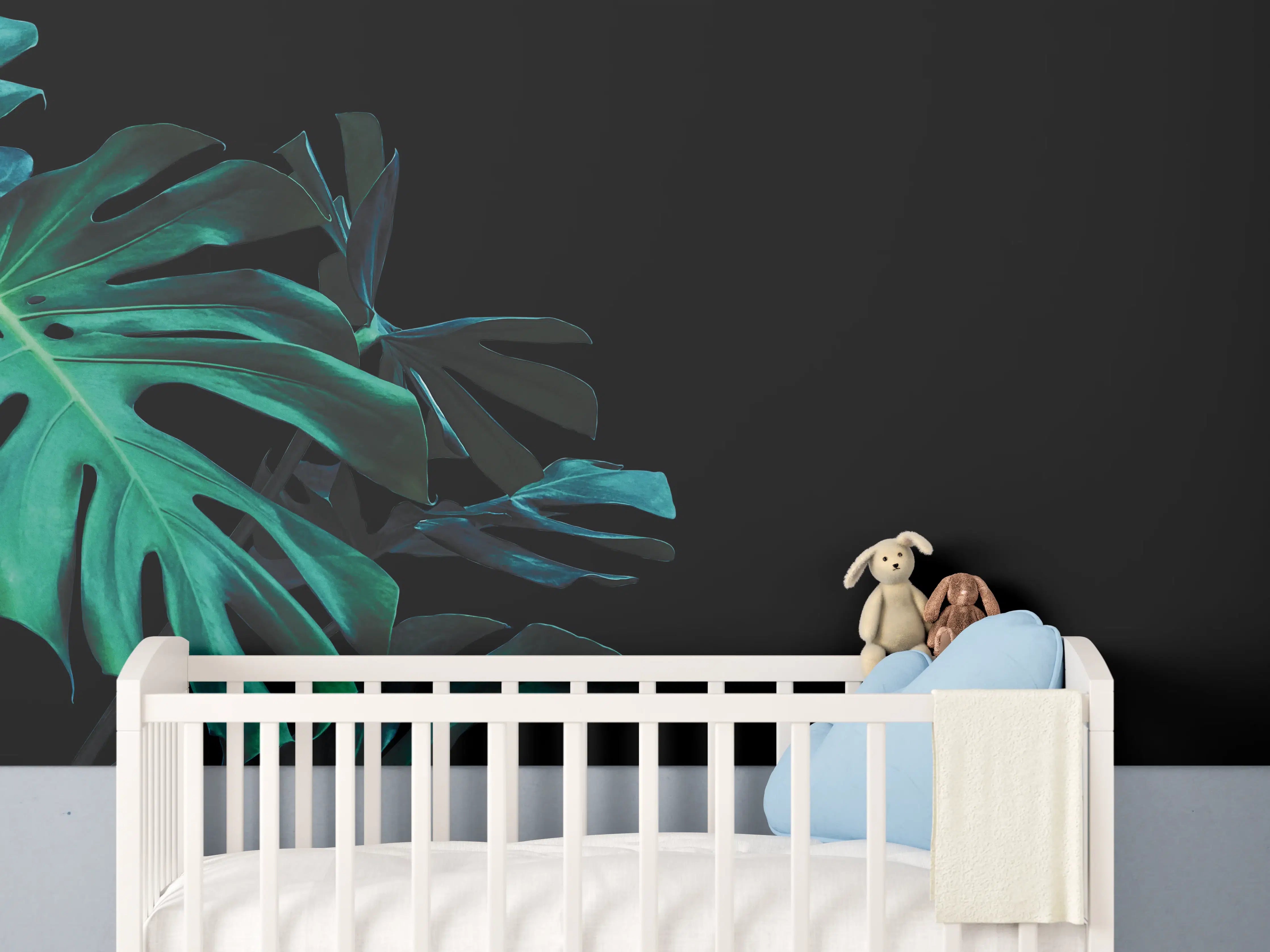Babyzimmer Wandgestaltung - Monstera deliciosa - tropische Blätter