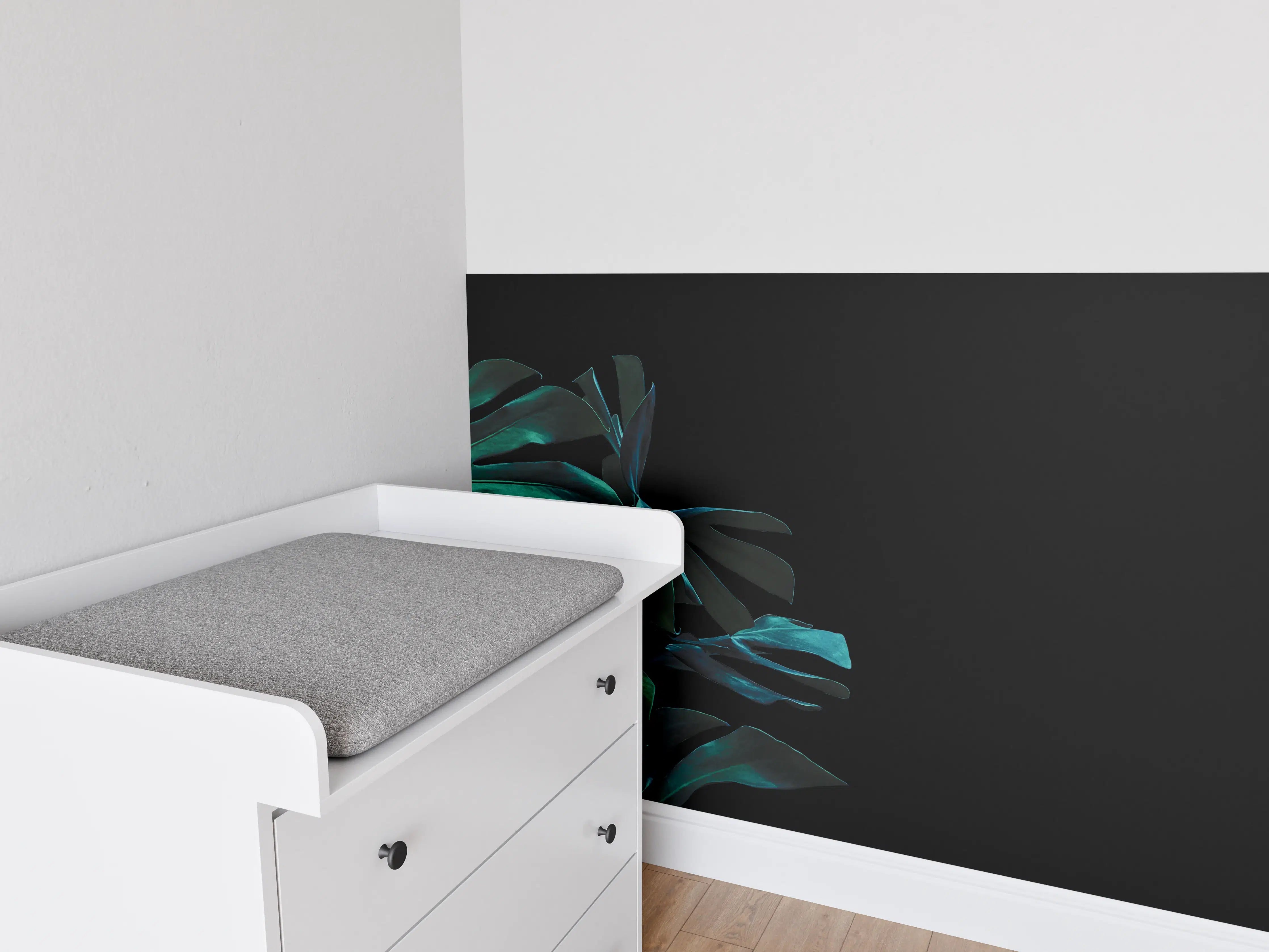 Babyzimmer Wandgestaltung - Monstera deliciosa - tropische Blätter