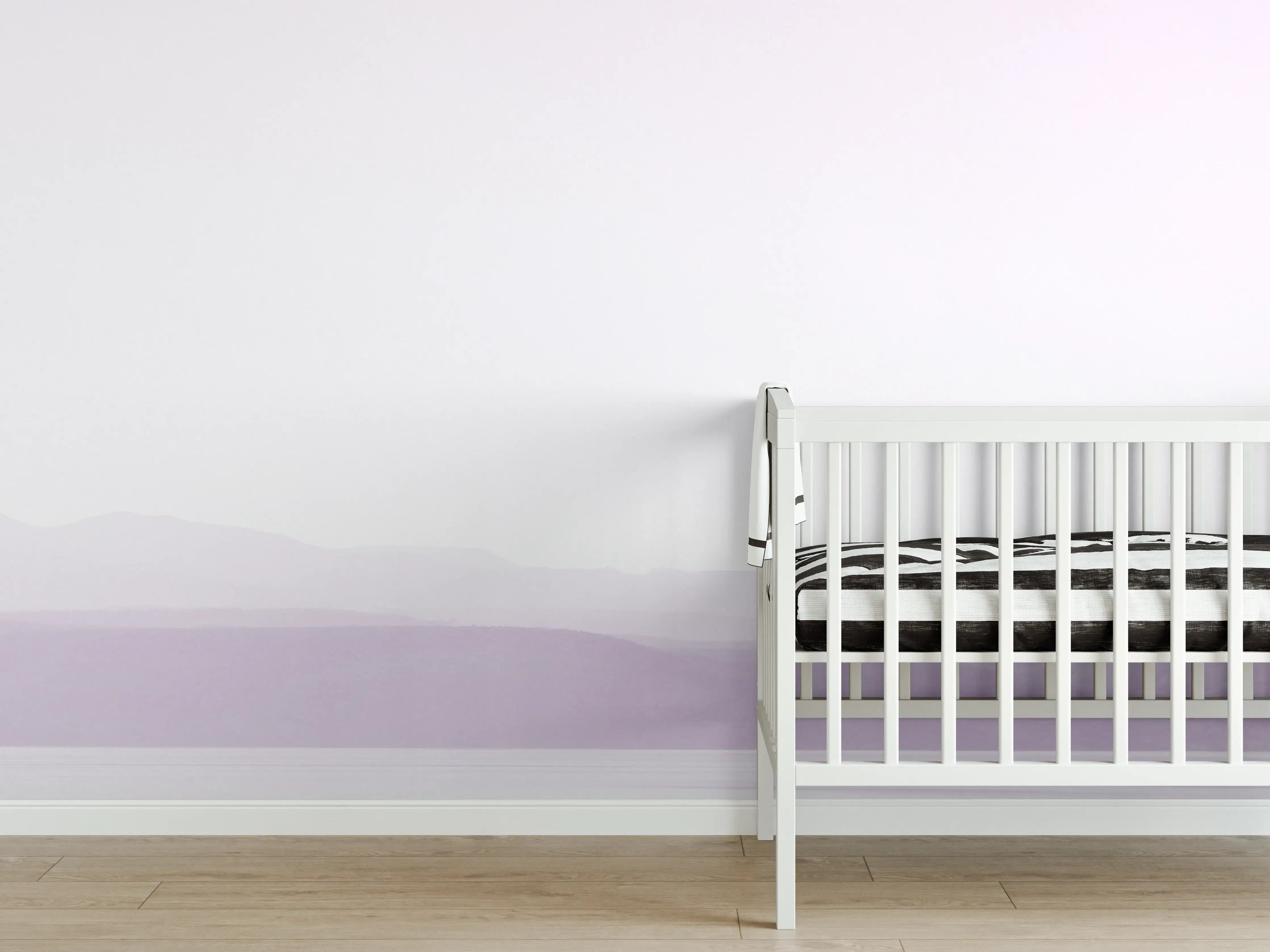 Babyzimmer Wandgestaltung - Morgendämmerung mit Baum und Meer