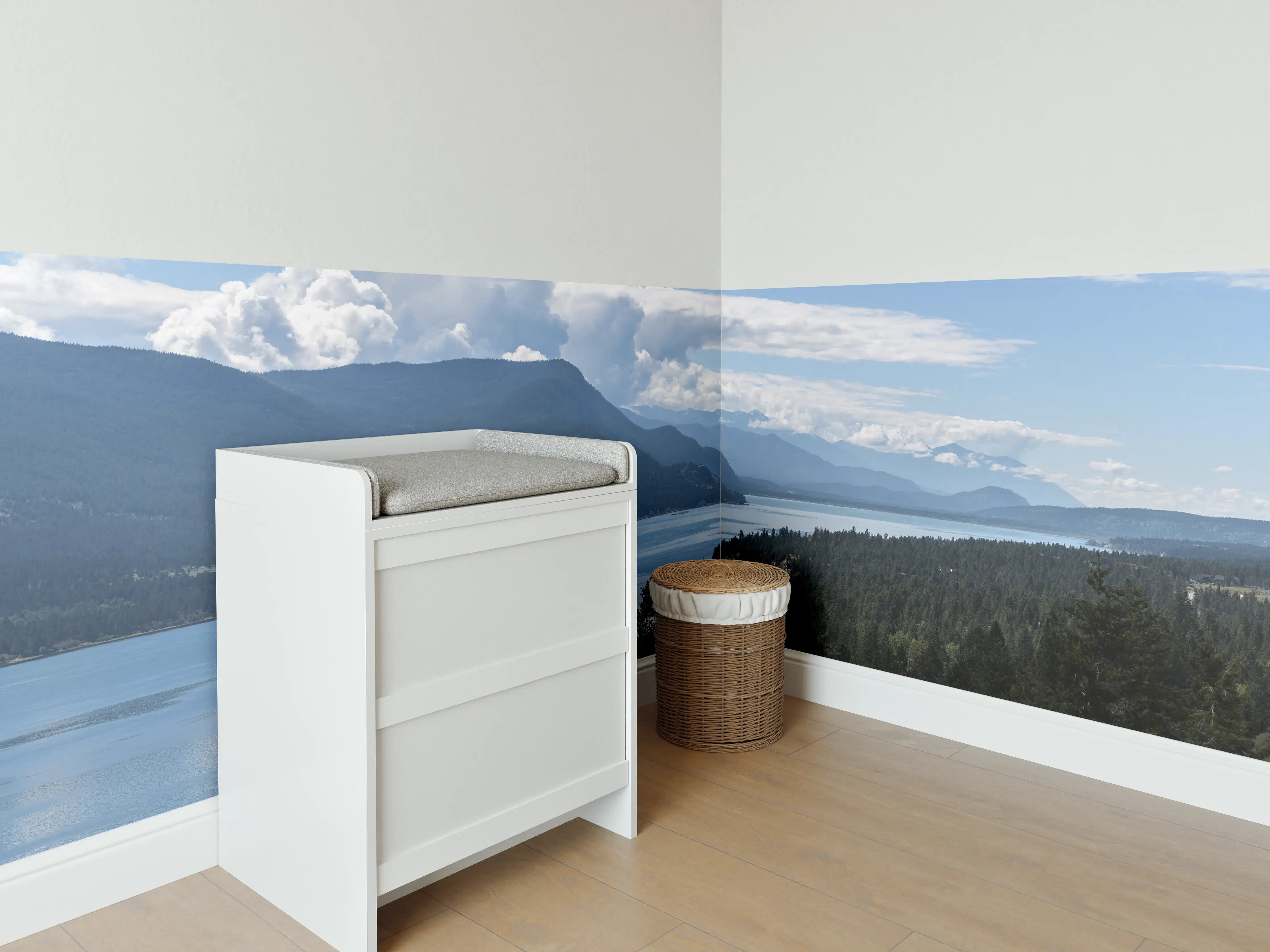 Babyzimmer Wandgestaltung - Morgennebel über den Gipfeln des Fairmont Ridge
