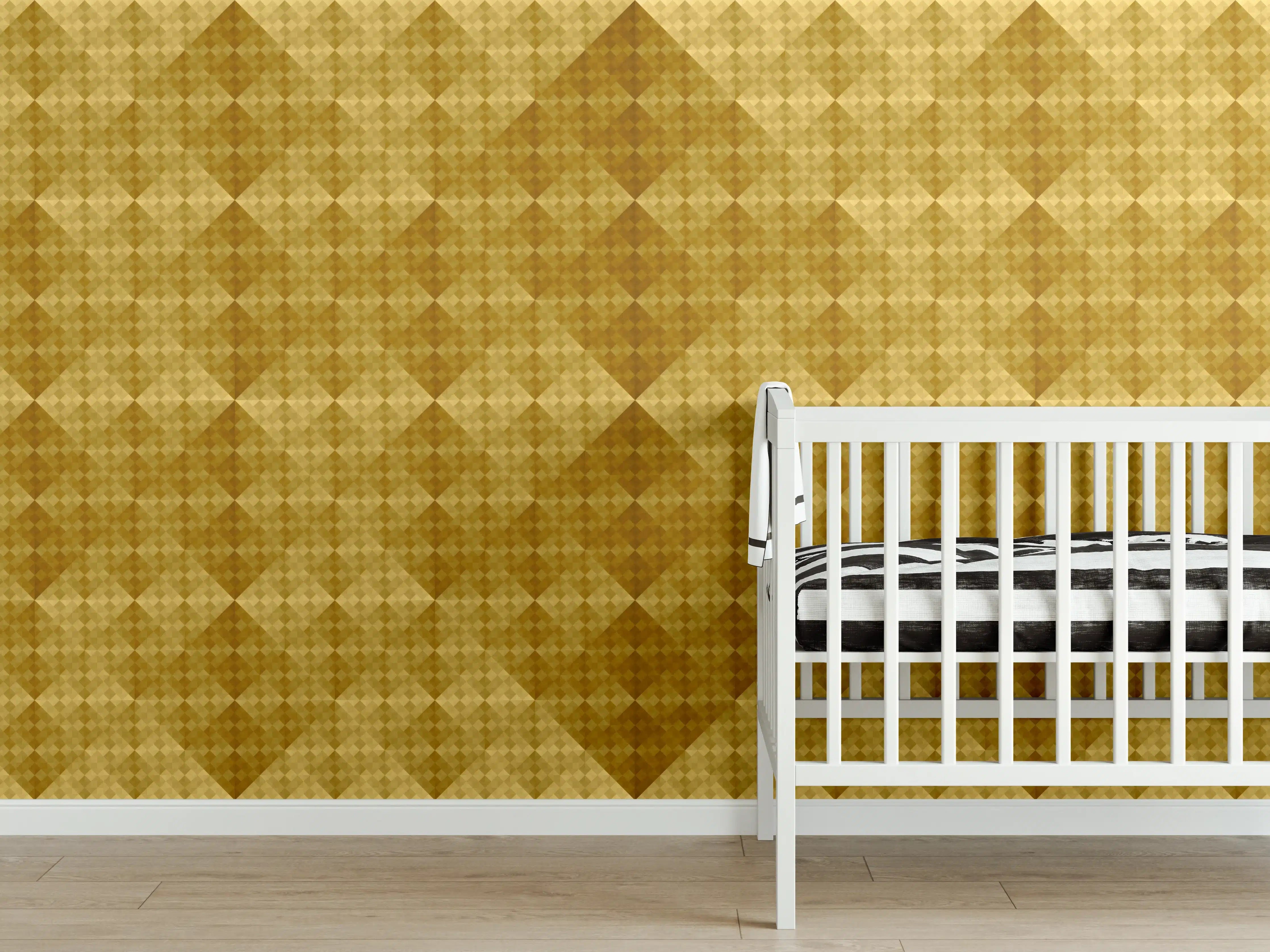 Babyzimmer Wandgestaltung - Mosaik Motiv - Goldfolie