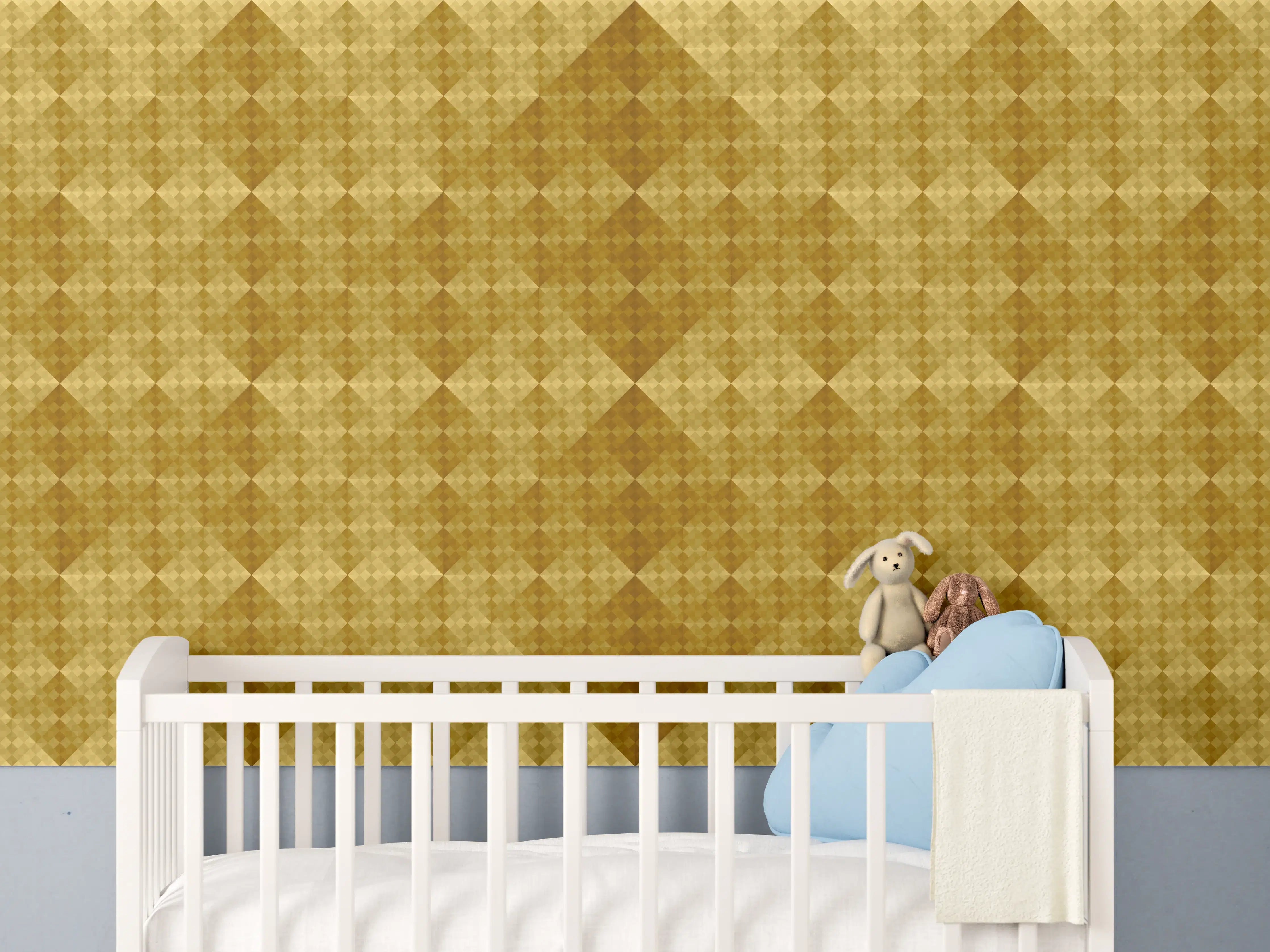Babyzimmer Wandgestaltung - Mosaik Motiv - Goldfolie