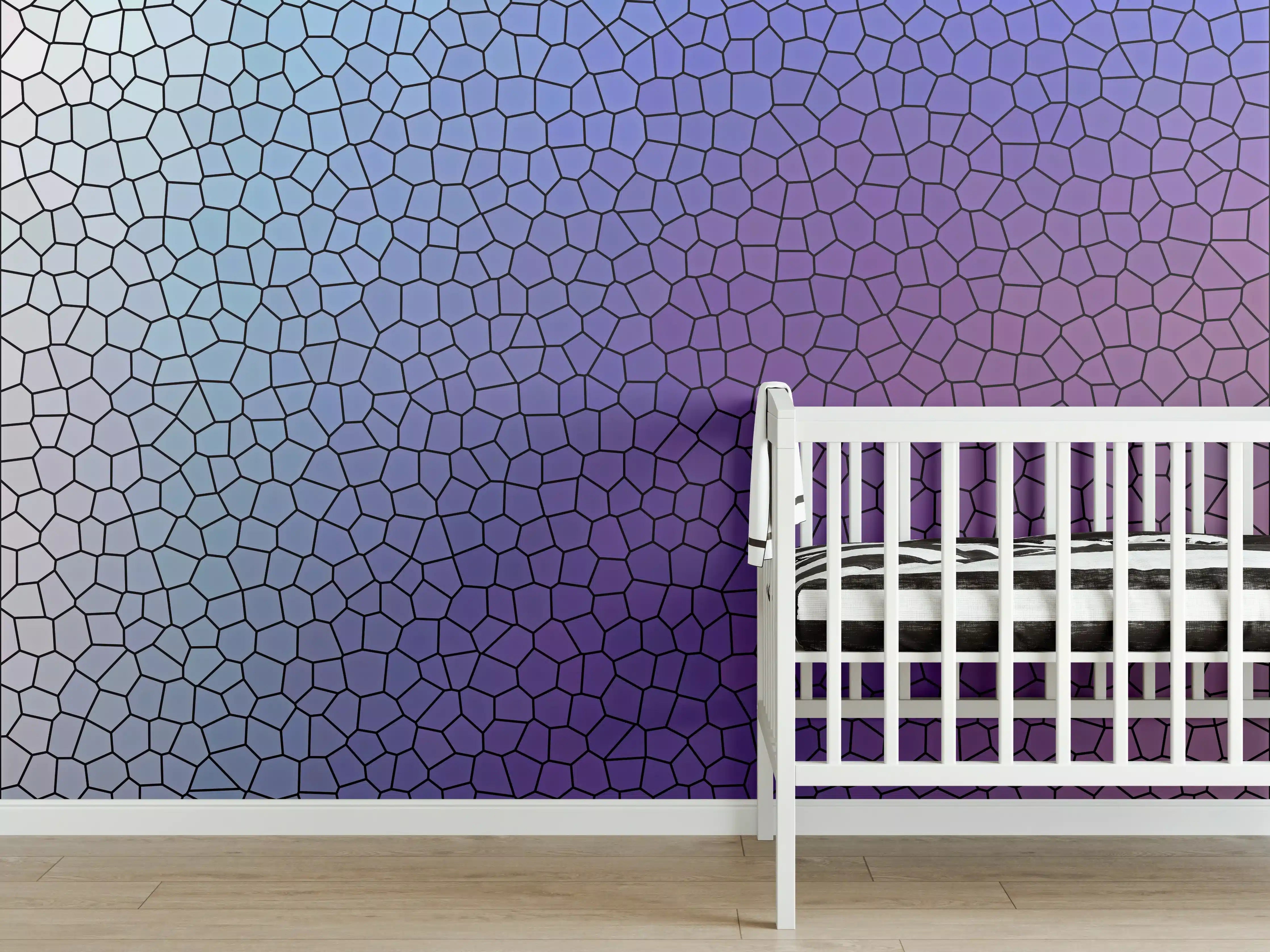 Babyzimmer Wandgestaltung - Mosaik mit lila-bläulichem Übergang