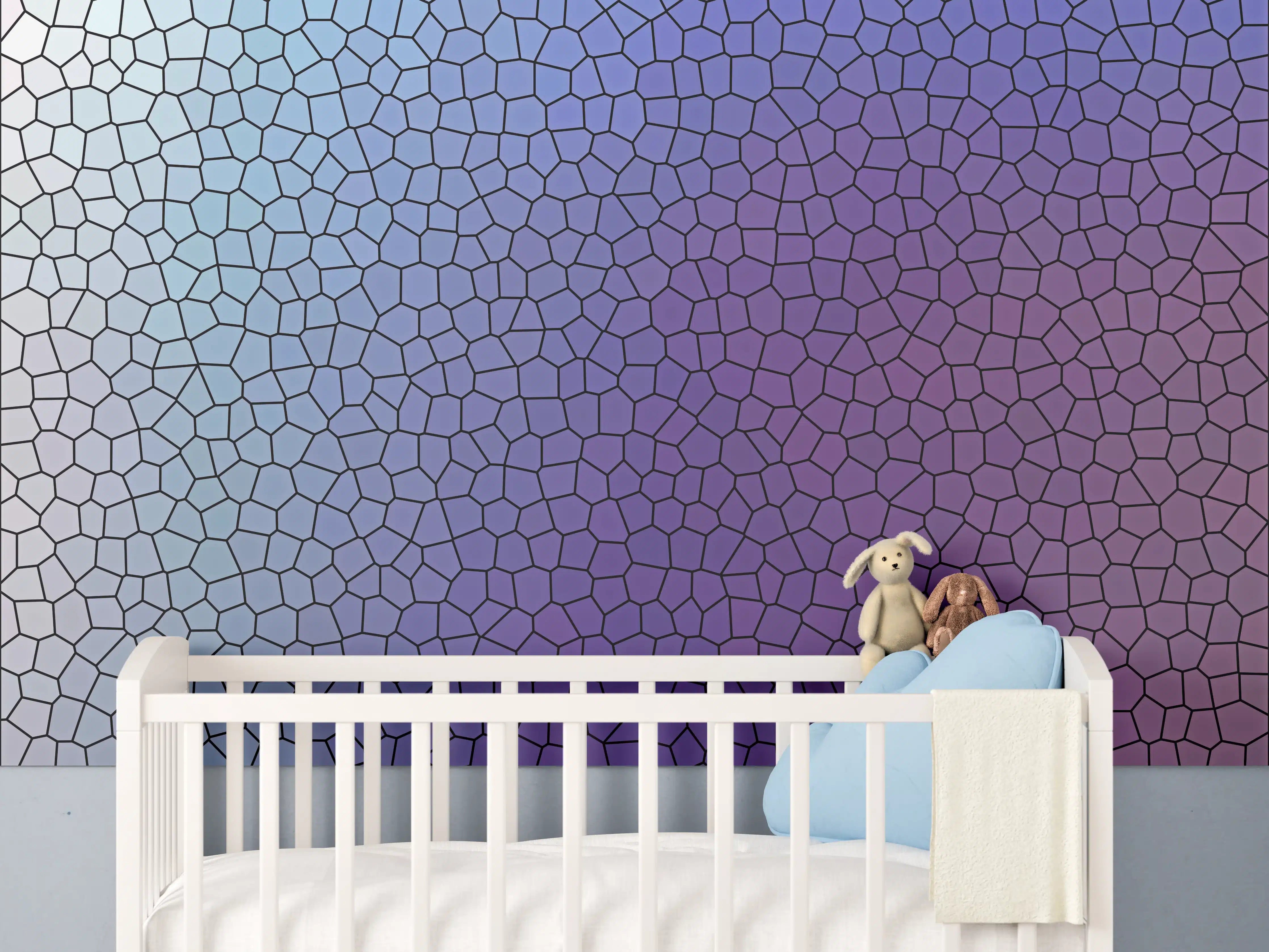 Babyzimmer Wandgestaltung - Mosaik mit lila-bläulichem Übergang