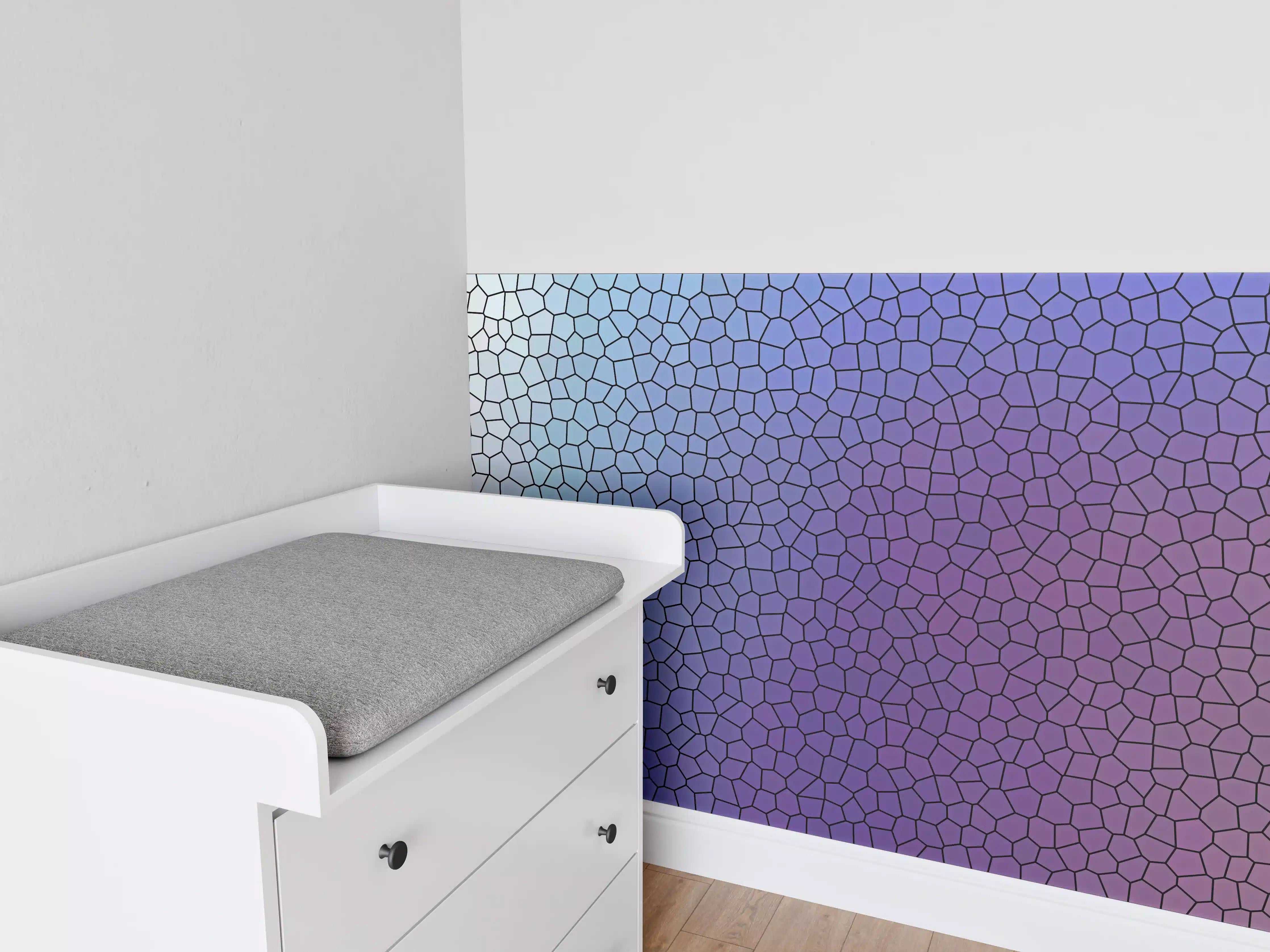 Babyzimmer Wandgestaltung - Mosaik mit lila-bläulichem Übergang