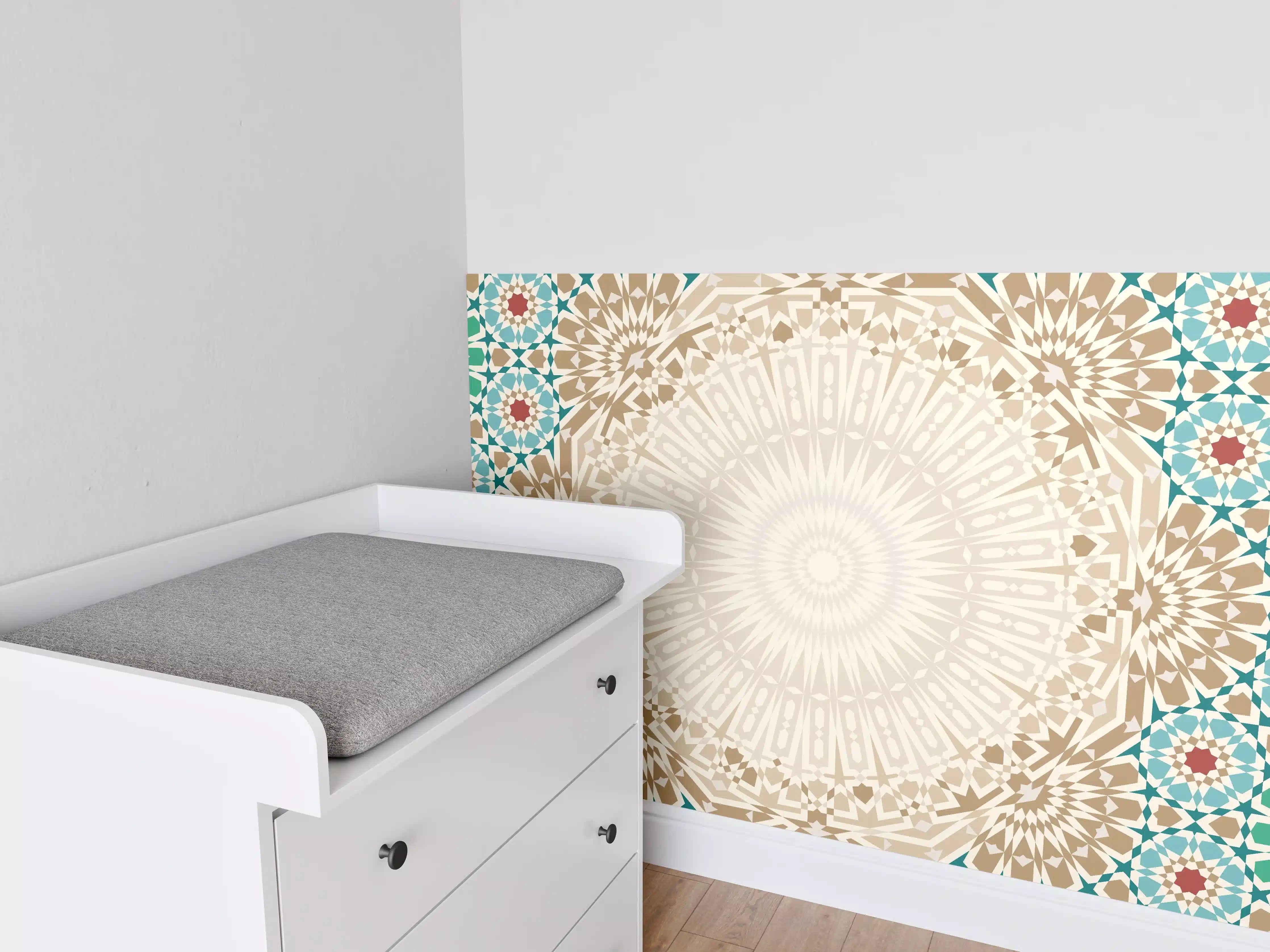 Babyzimmer Wandgestaltung - Mosaikart mit mediterranen Farben und Mustern