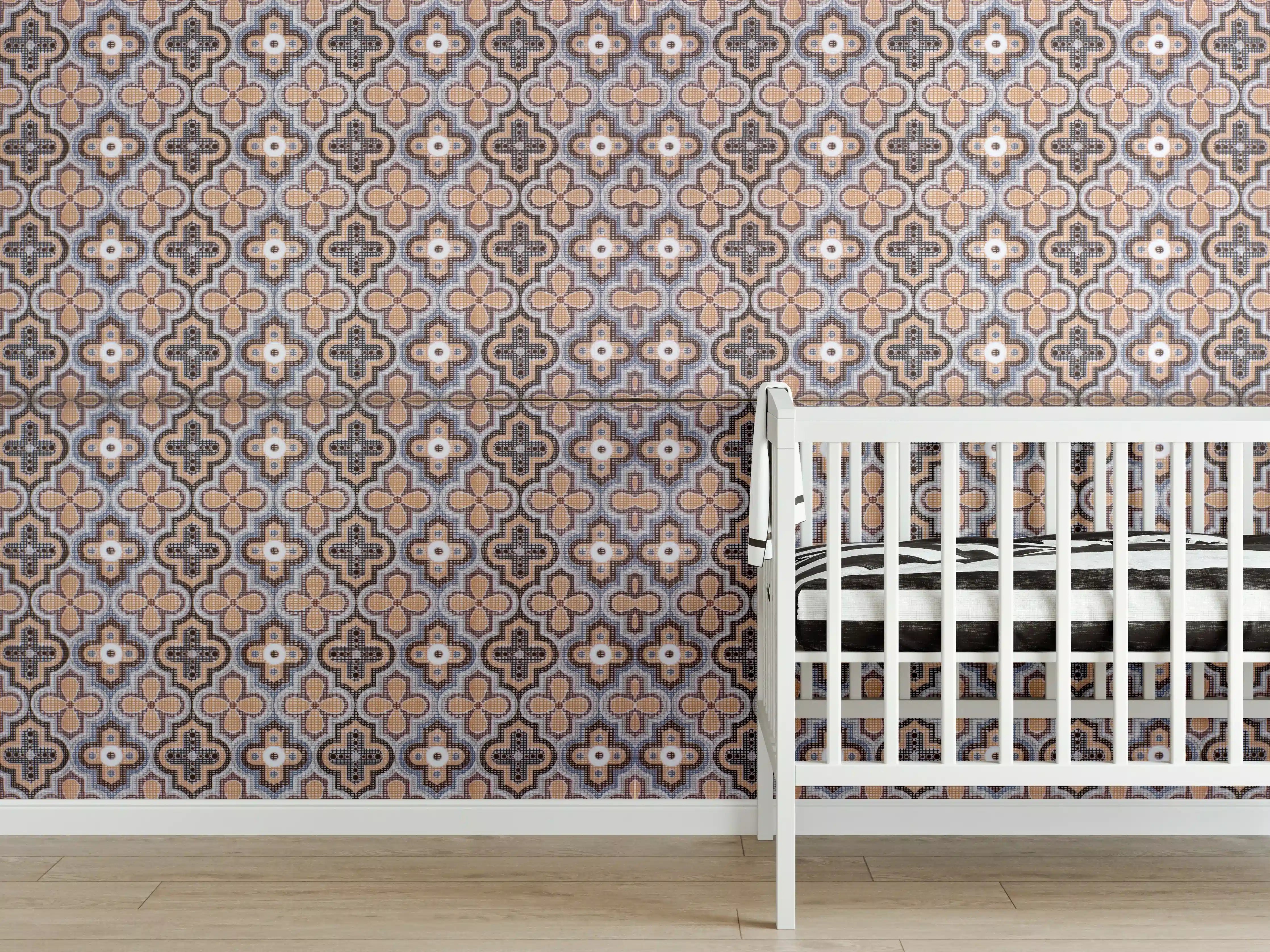Babyzimmer Wandgestaltung - Mosaikfliesen in warmen Erdtönen