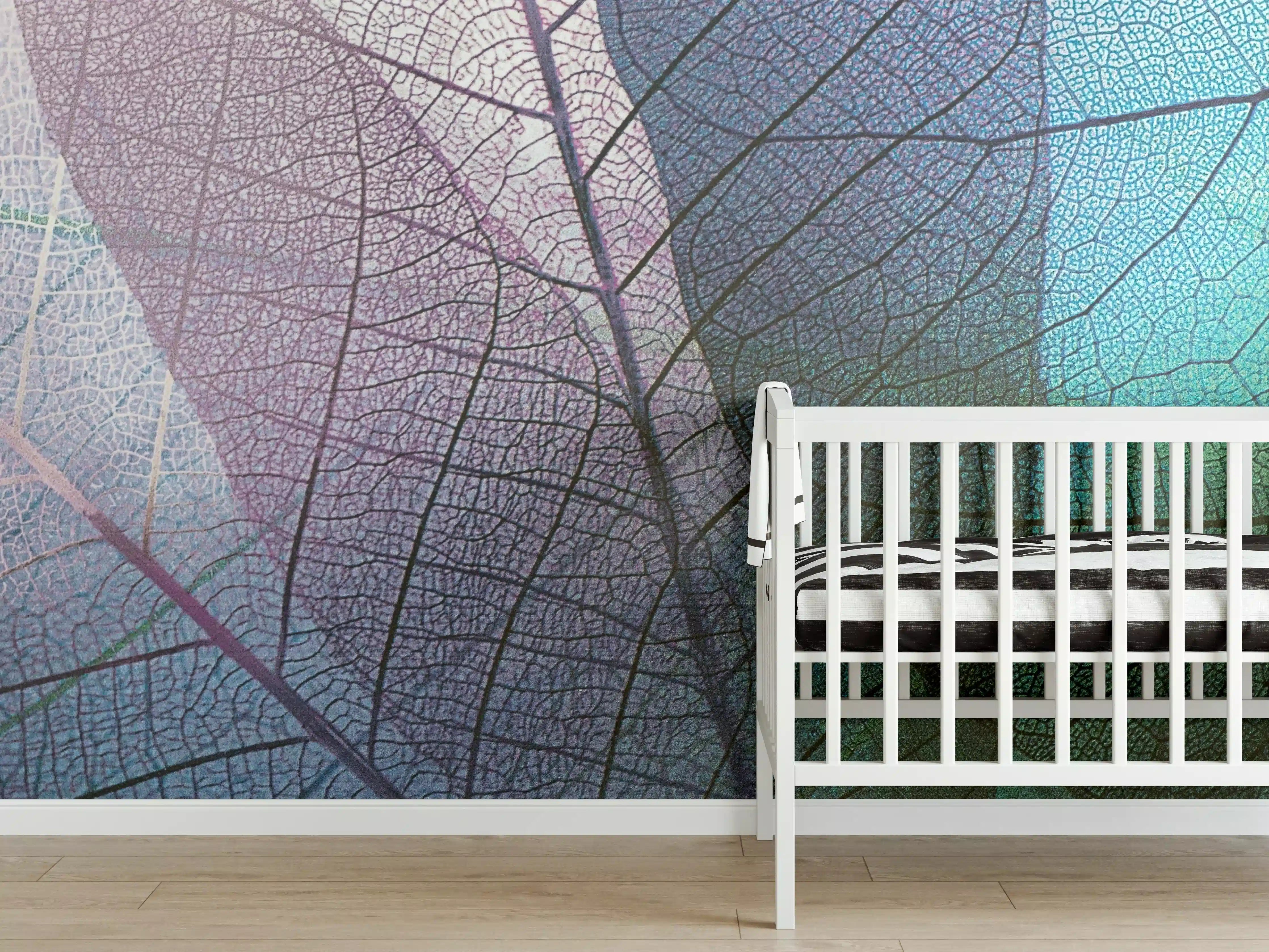 Babyzimmer Wandgestaltung - Multicolore Blätter in Pastellfarben