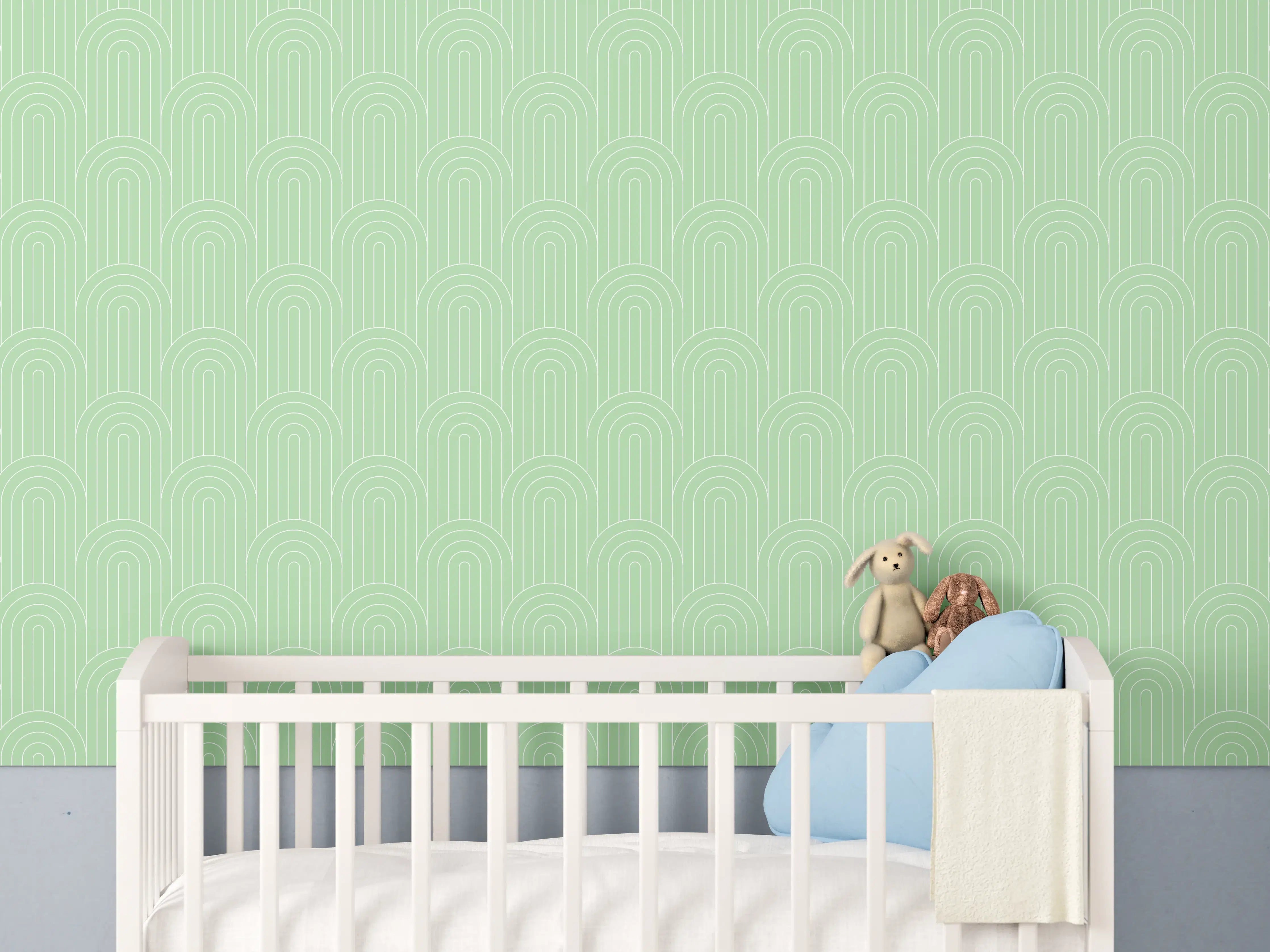 Babyzimmer Wandgestaltung - Mural mit sanften Grüntönen