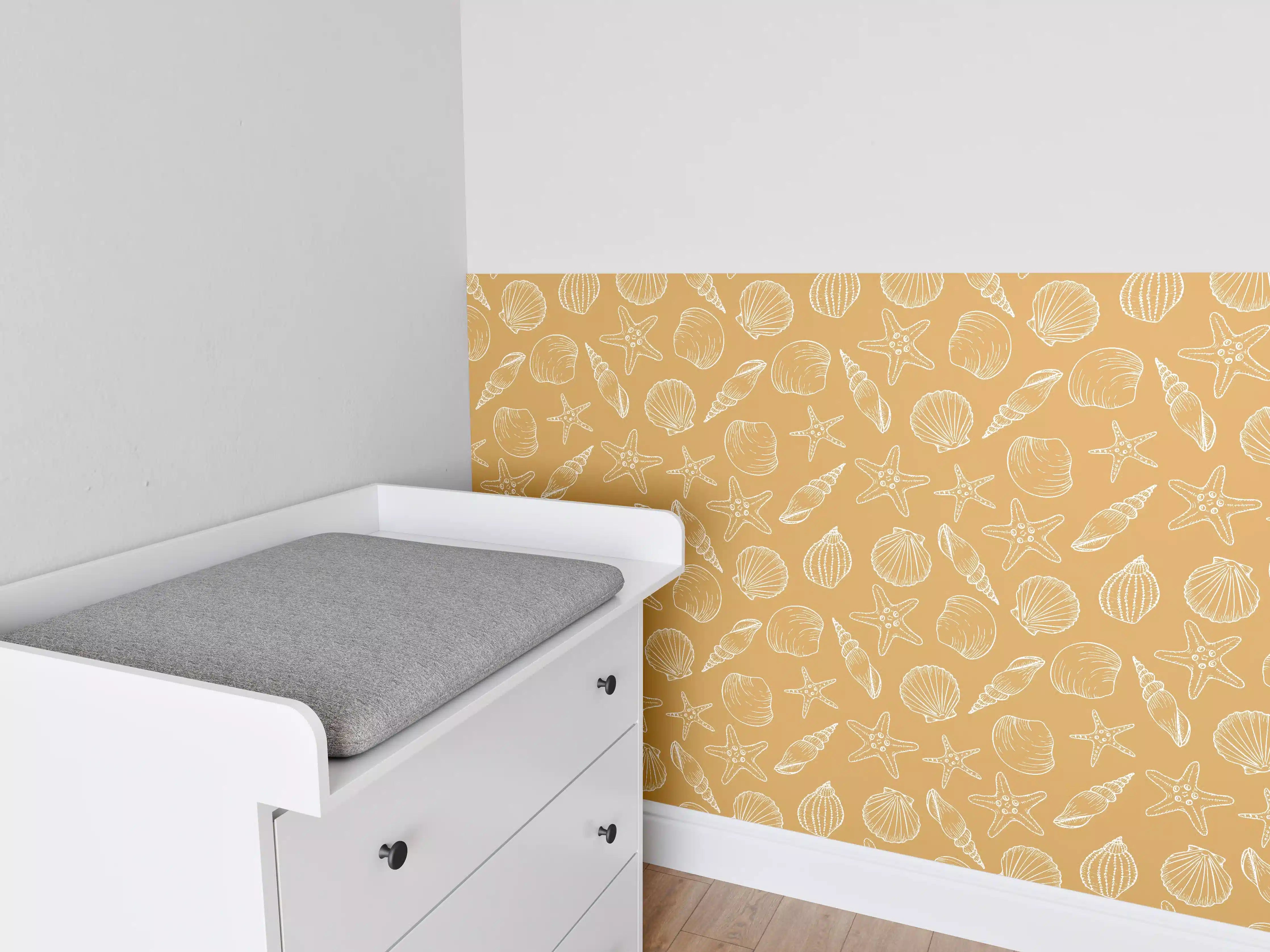 Babyzimmer Wandgestaltung - Muschelmuster Amber-Beige