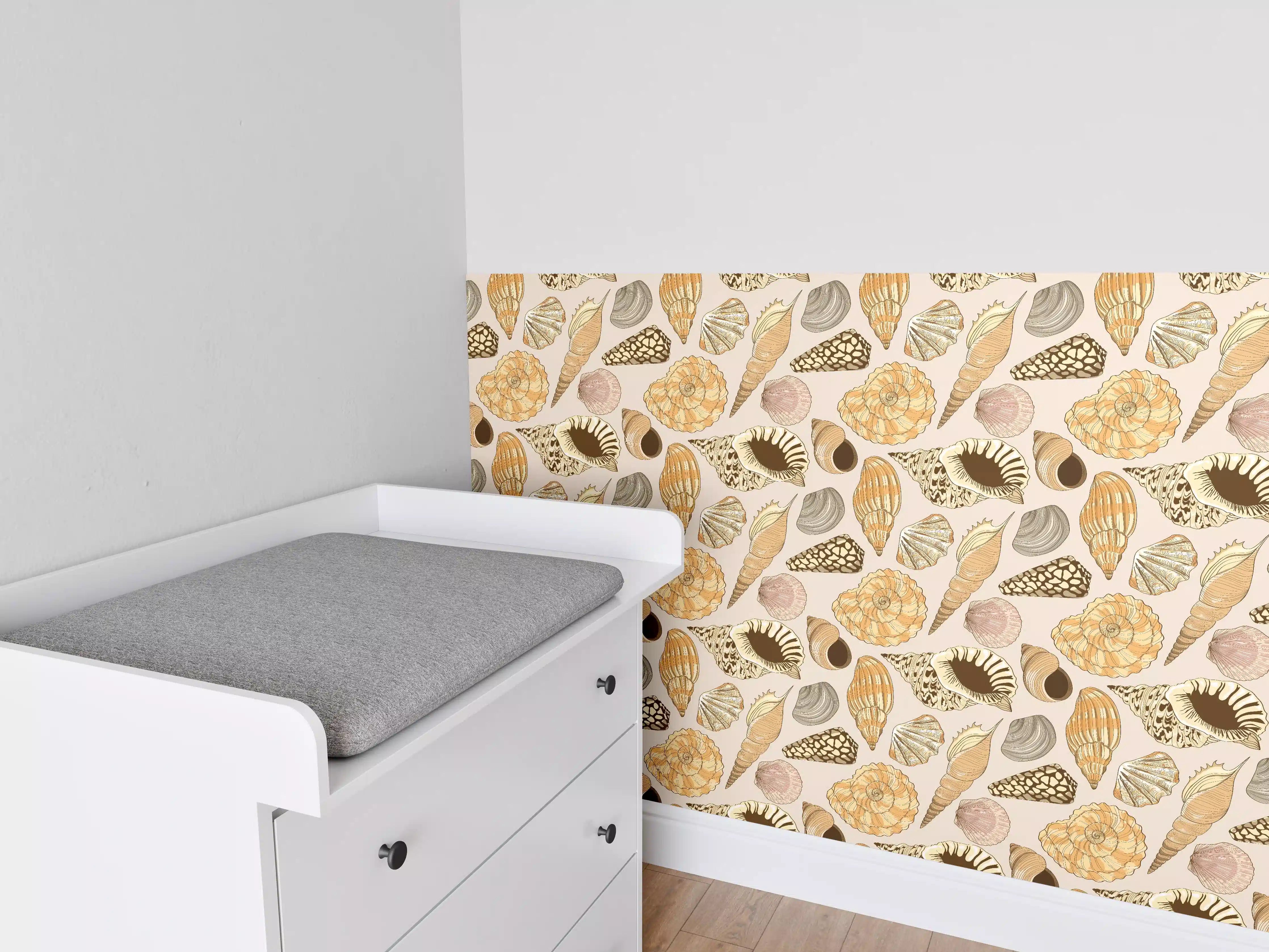 Babyzimmer Wandgestaltung - Muschelmuster Beige-Orange