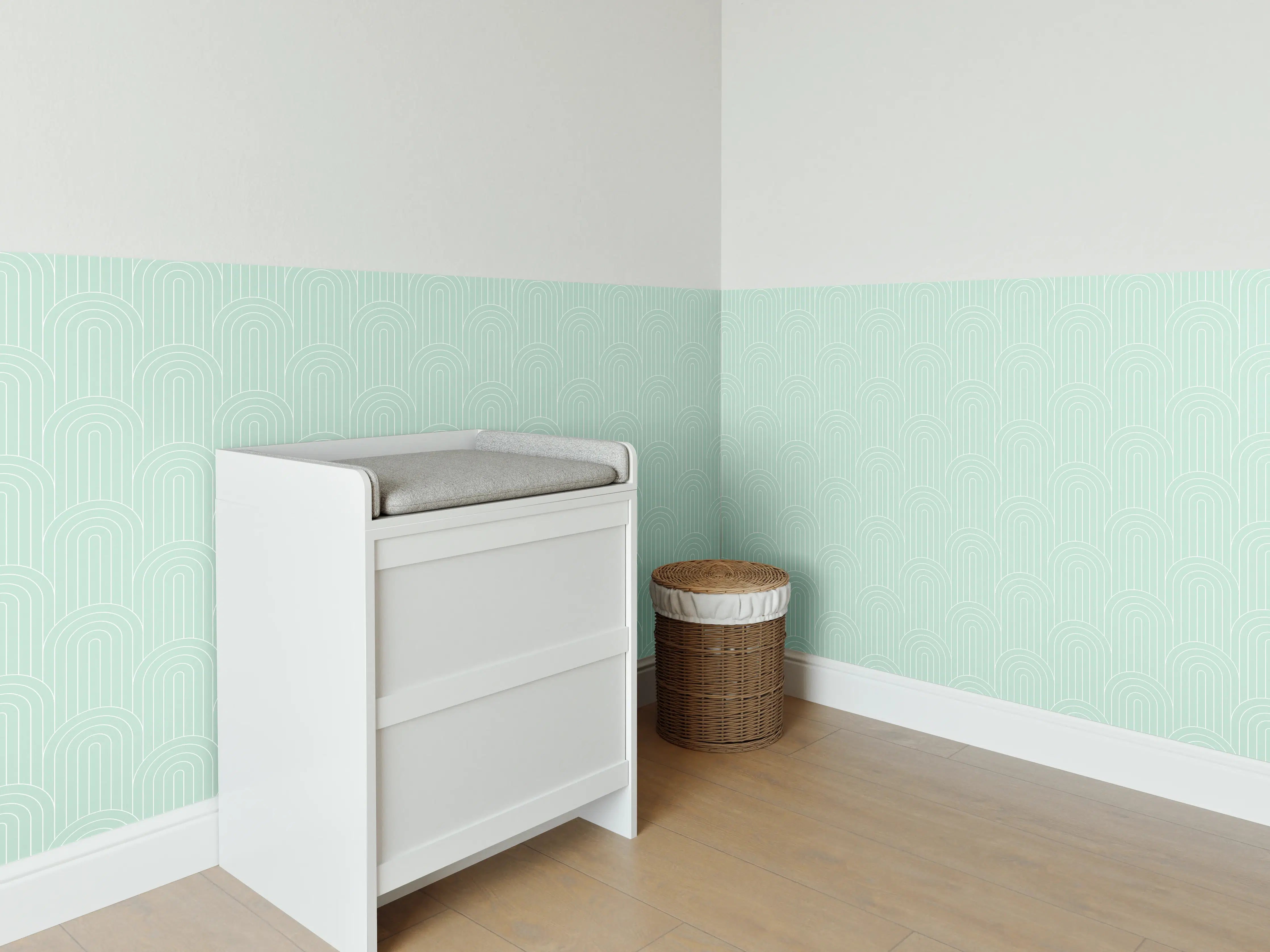 Babyzimmer Wandgestaltung - Musterhafte Architektur in zartem Mint
