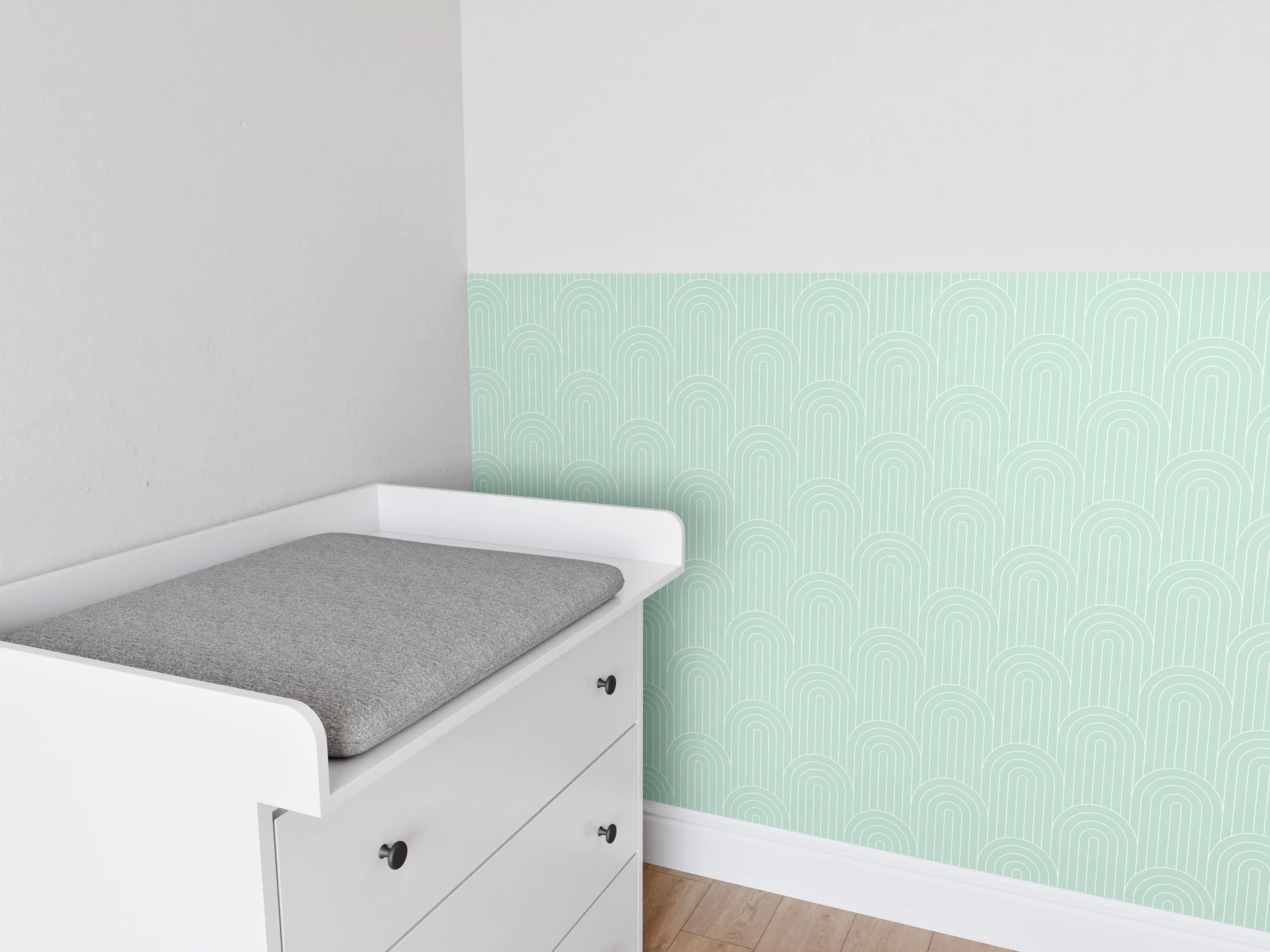 Babyzimmer Wandgestaltung - Musterhafte Architektur in zartem Mint