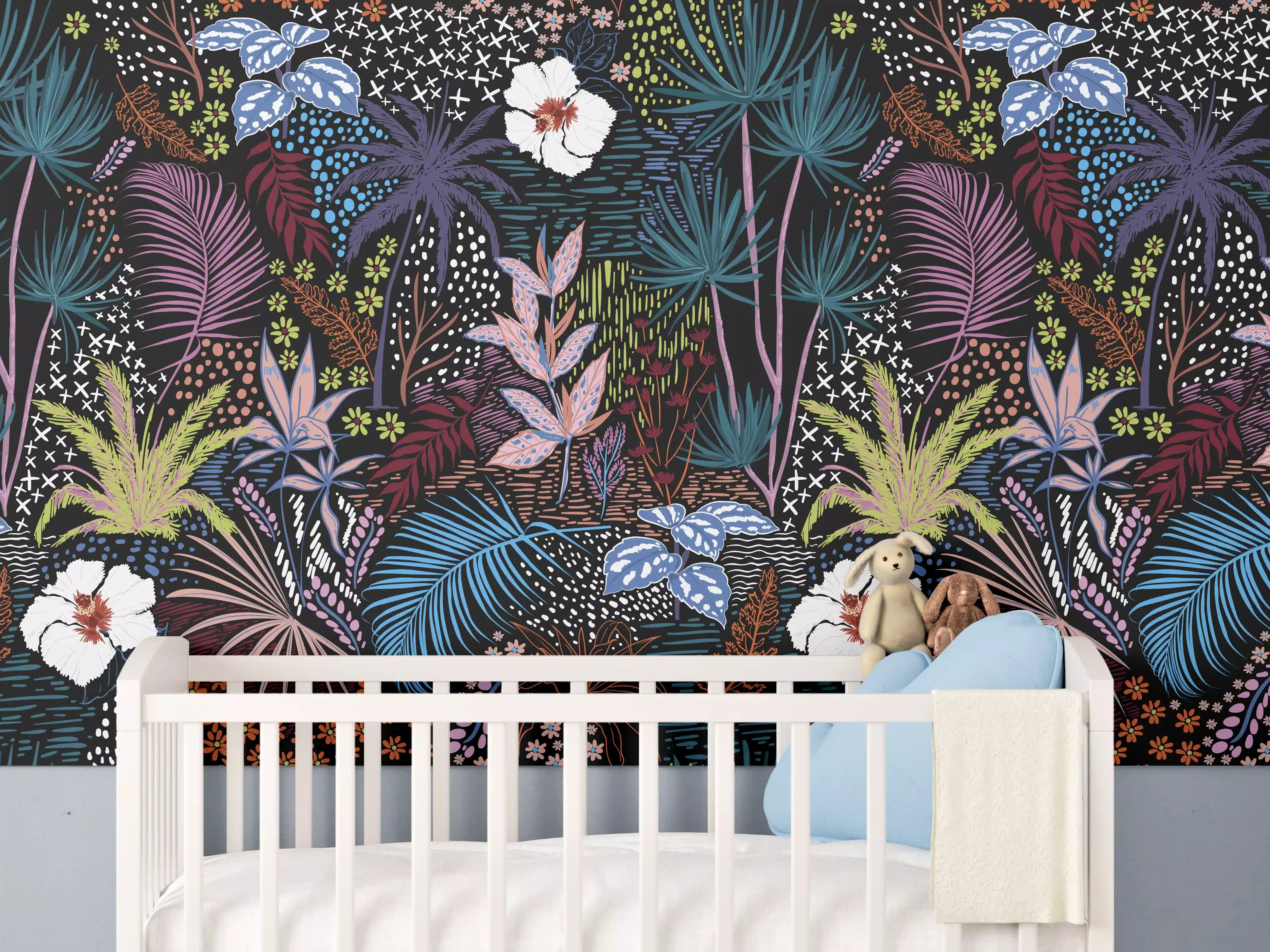 Babyzimmer Wandgestaltung - Mystic Tropic Pflanzenmuster