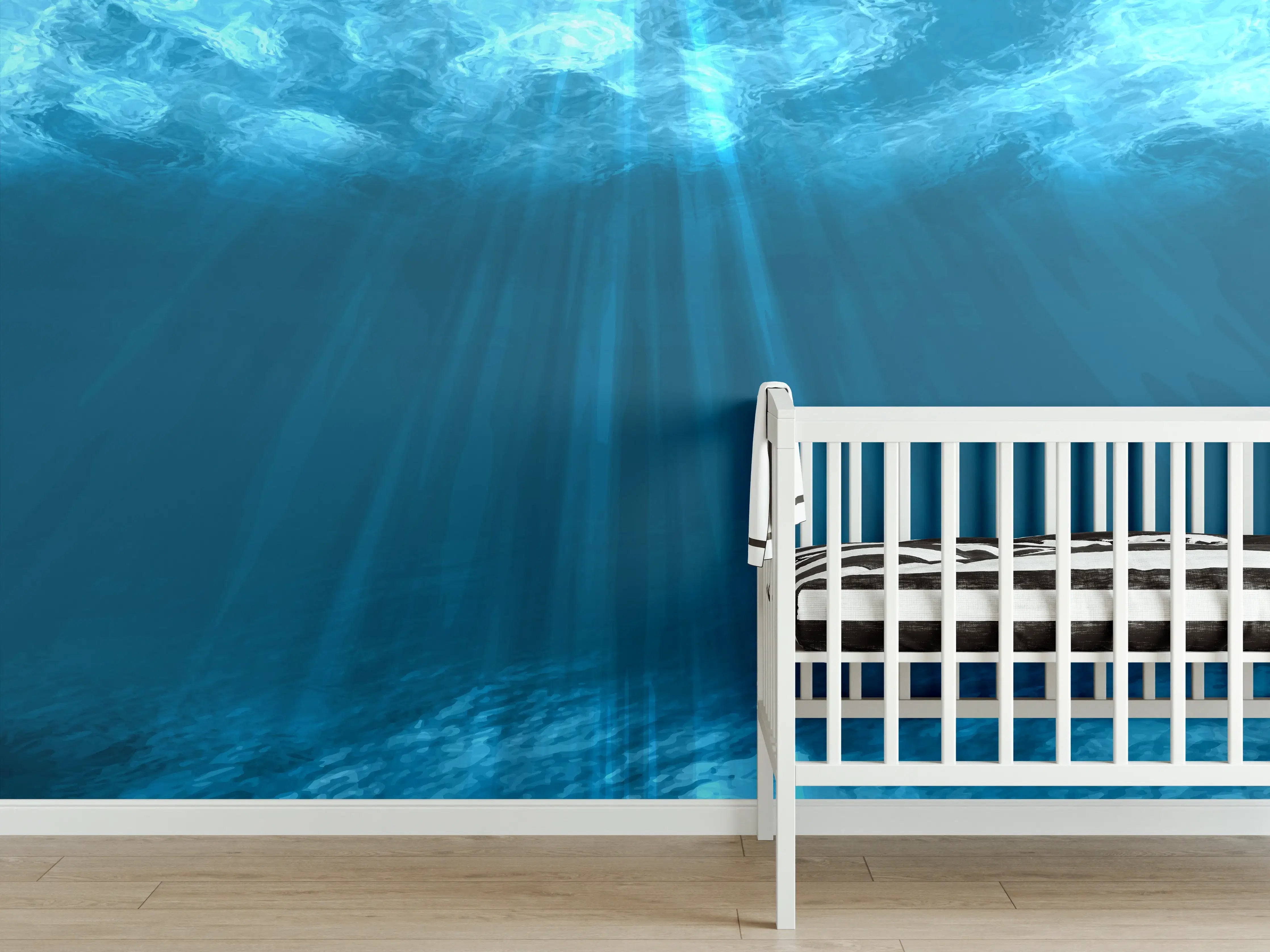 Babyzimmer Wandgestaltung - Mystische Unterwasserwelt Blau