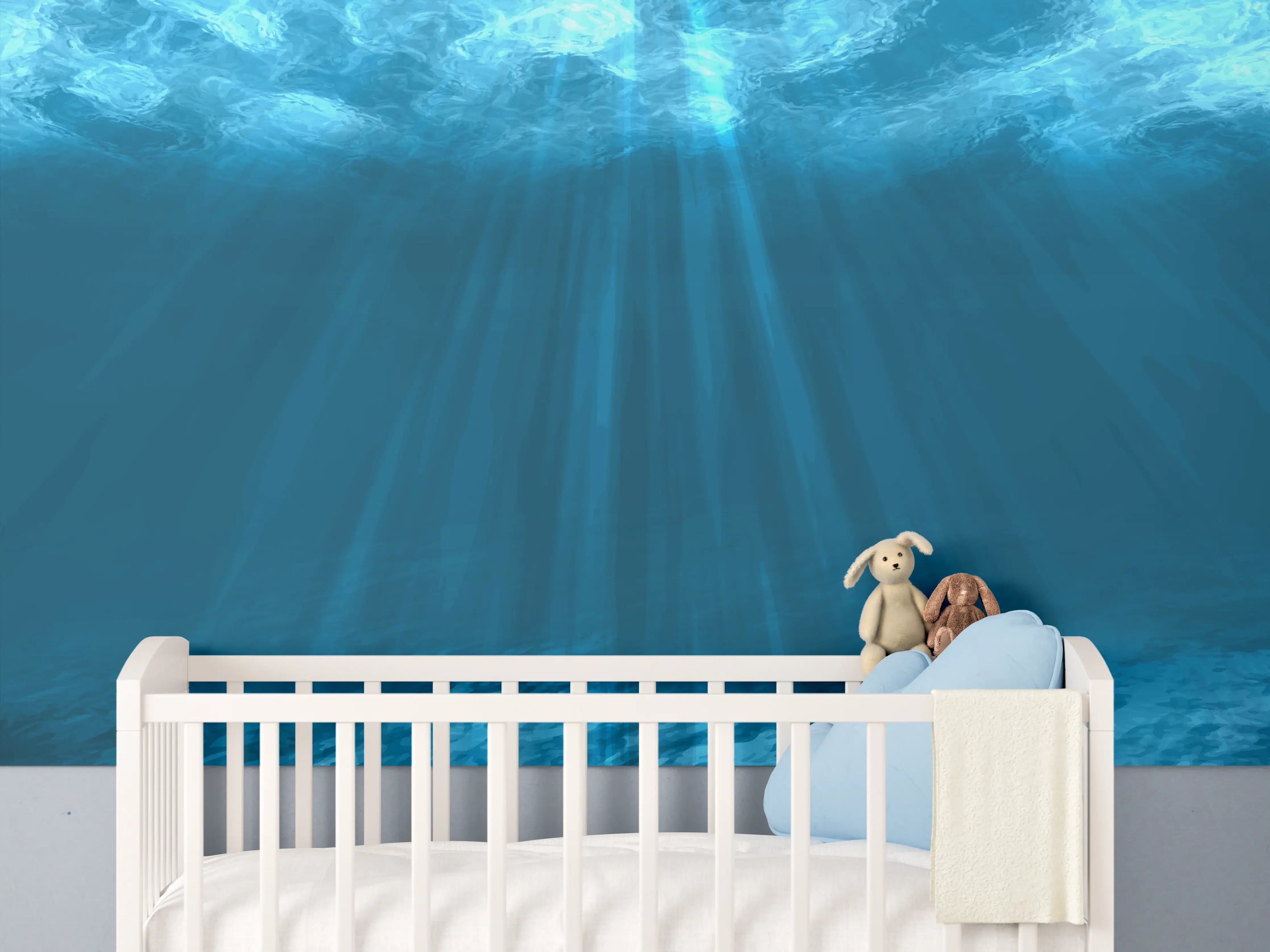 Babyzimmer Wandgestaltung - Mystische Unterwasserwelt Blau