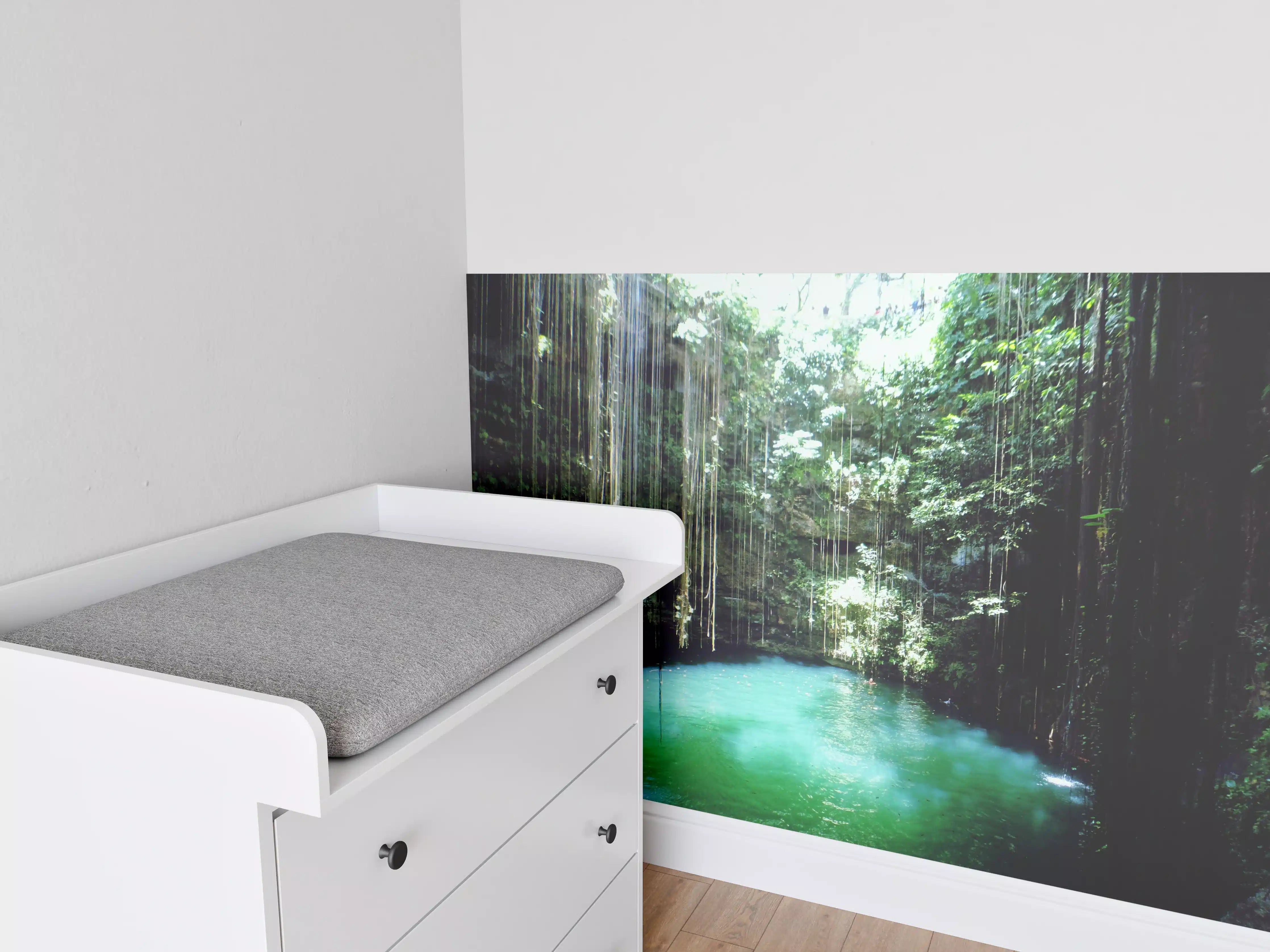 Babyzimmer Wandgestaltung - Mystischer Wasserfall in tropischer Natur