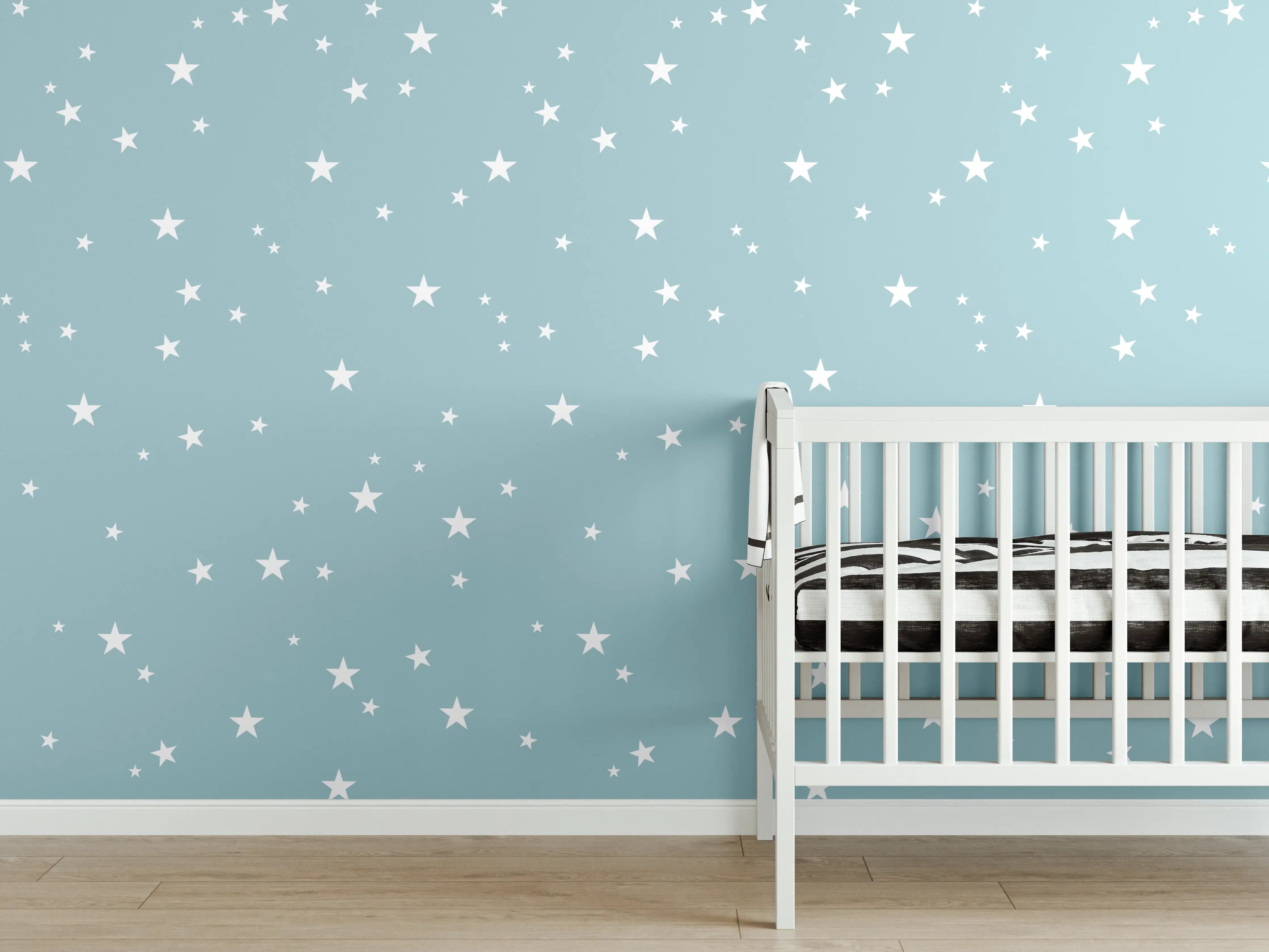 Babyzimmer Wandgestaltung - Nacht im Grauweißmeer