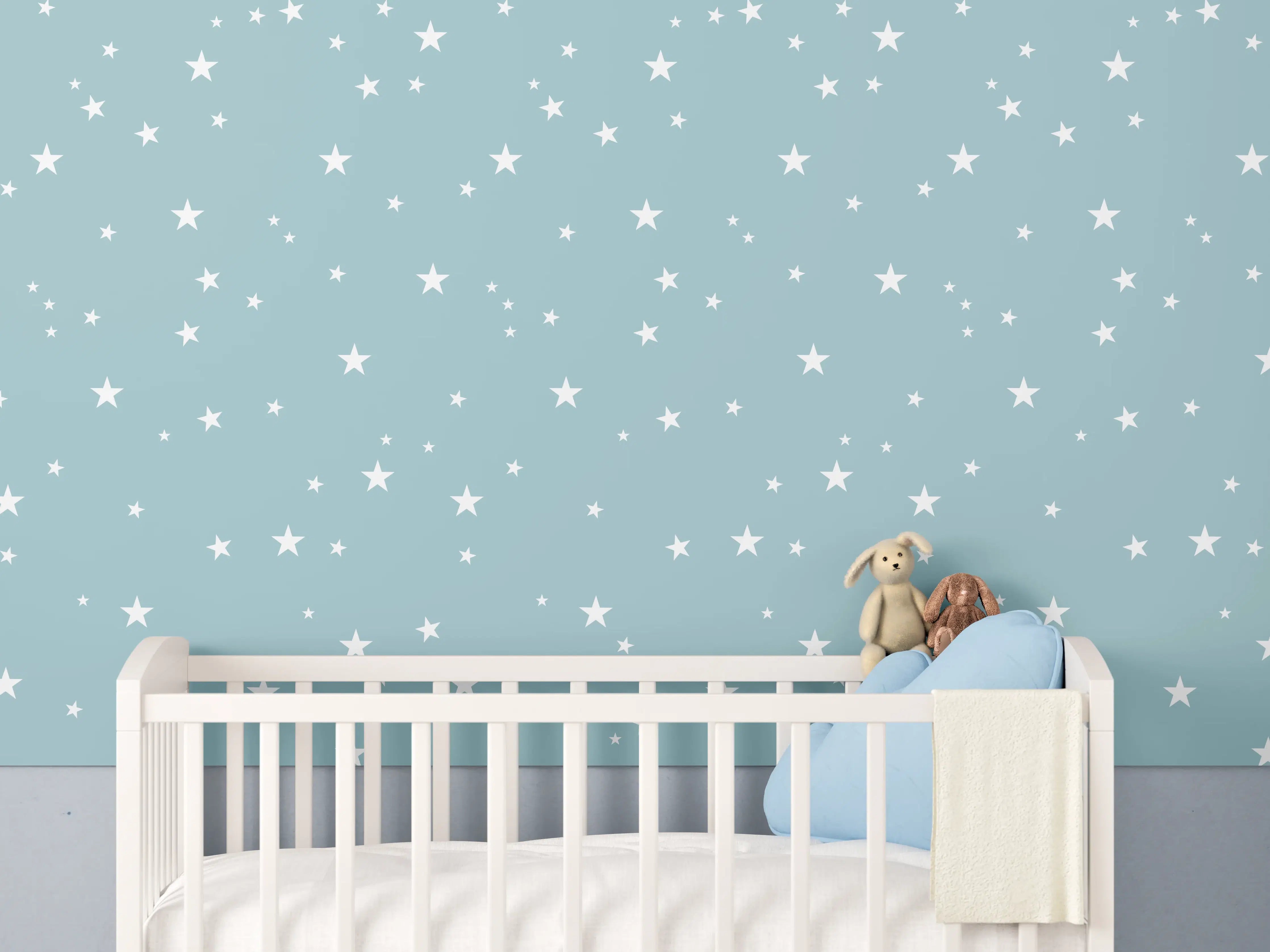 Babyzimmer Wandgestaltung - Nacht im Grauweißmeer