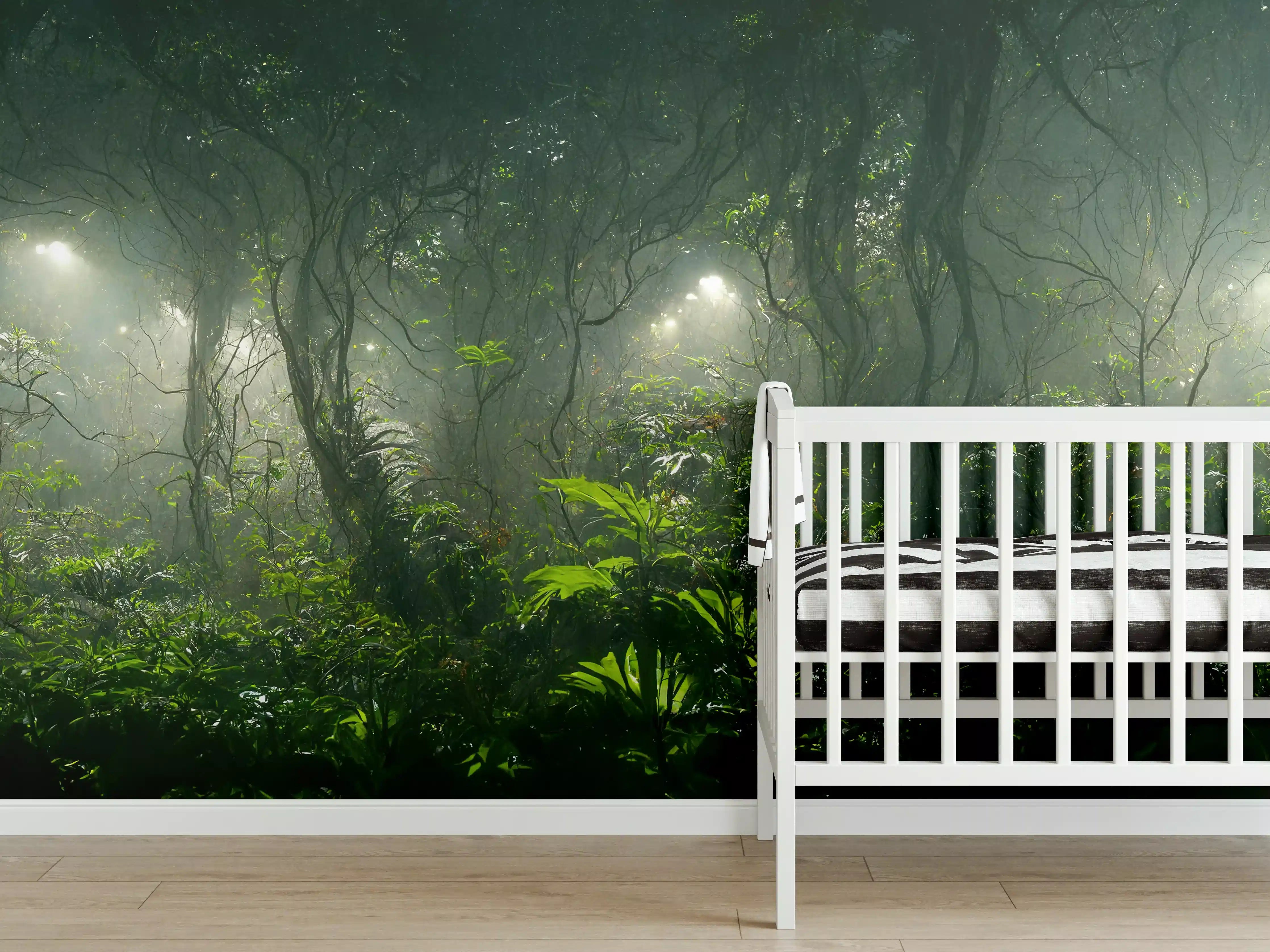 Babyzimmer Wandgestaltung - Nachtlandschaft des Dschungels