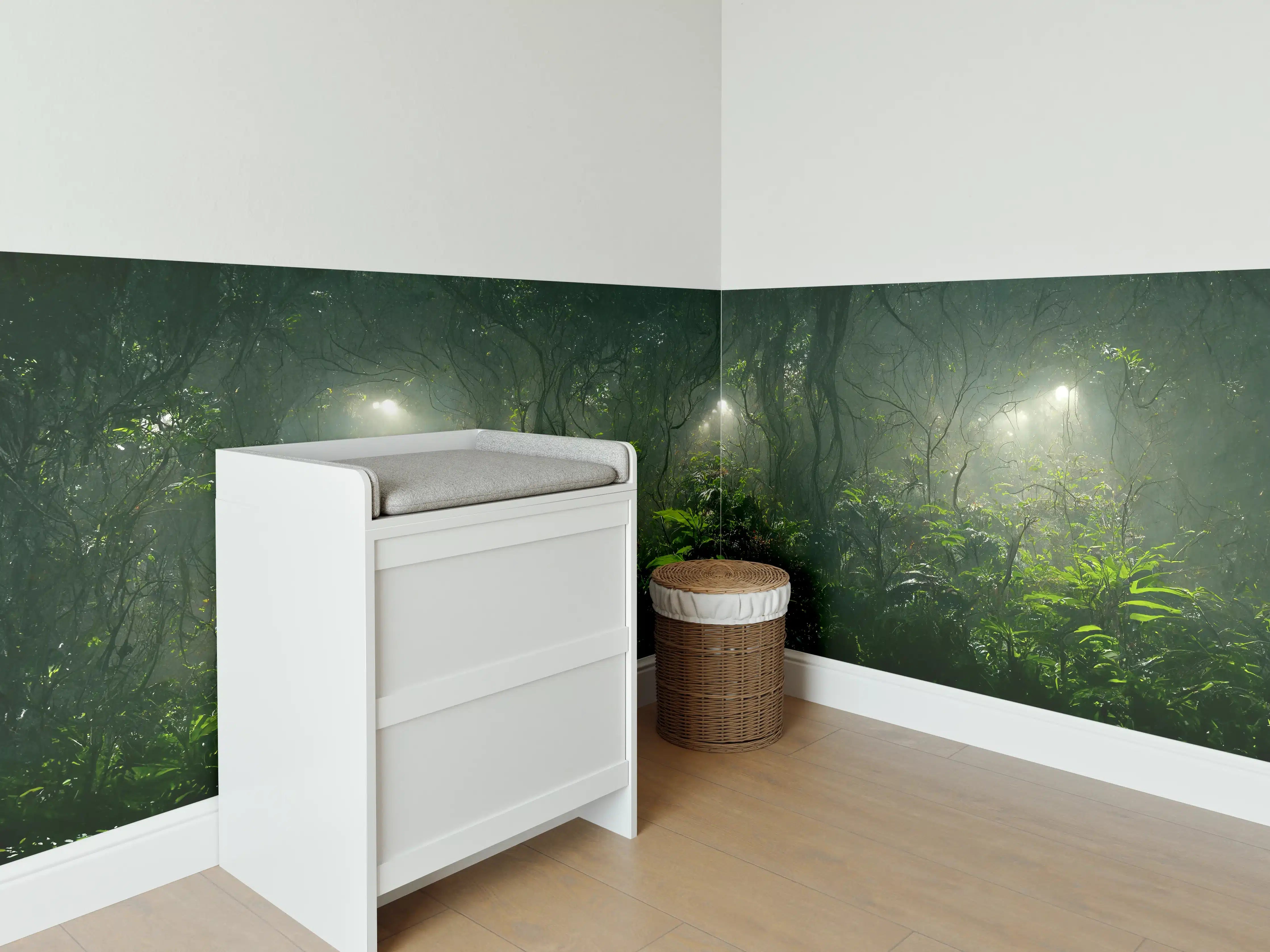 Babyzimmer Wandgestaltung - Nachtlandschaft des Dschungels