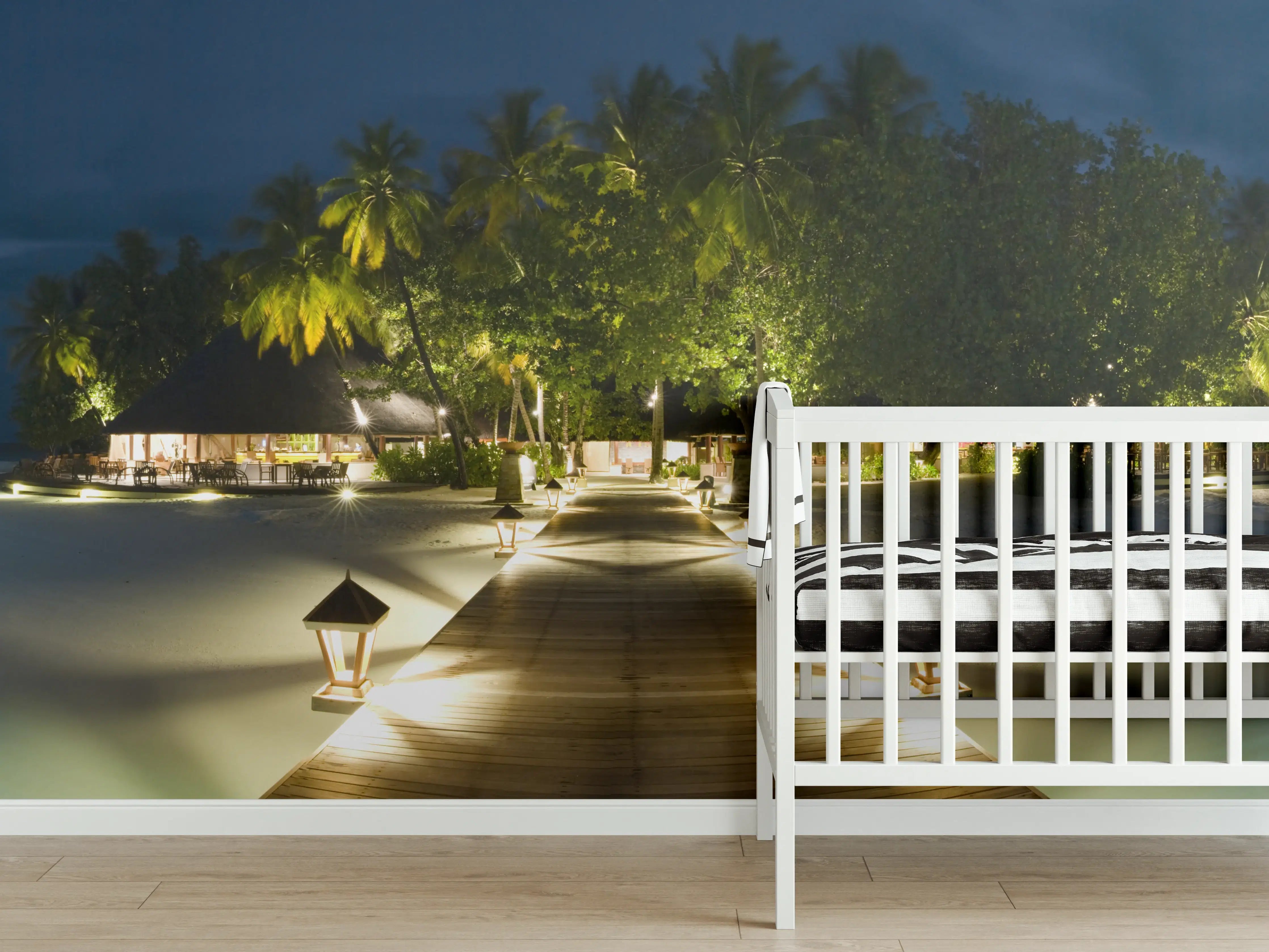 Babyzimmer Wandgestaltung - Nachtpanorama von Ihuru Island