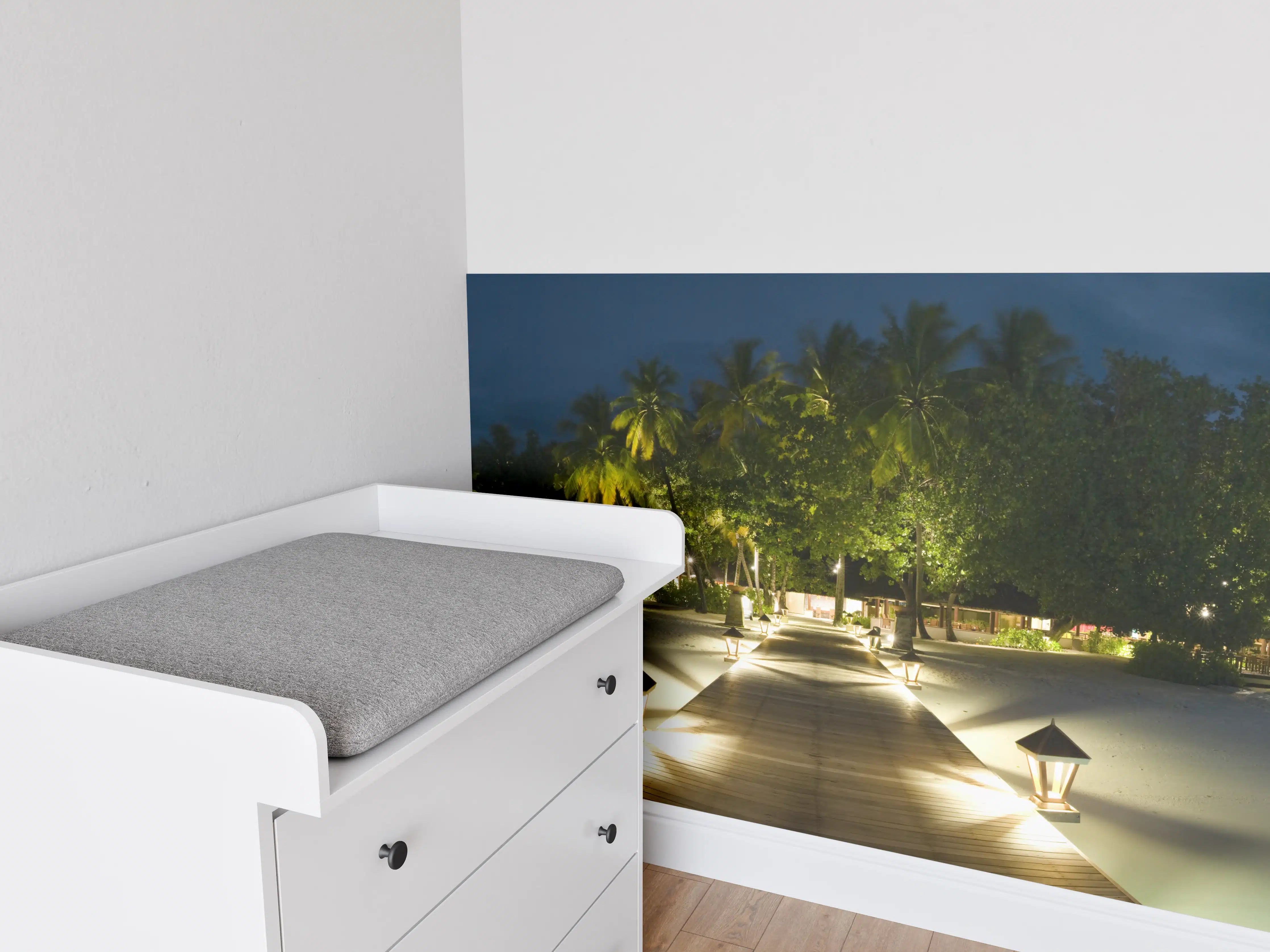 Babyzimmer Wandgestaltung - Nachtpanorama von Ihuru Island
