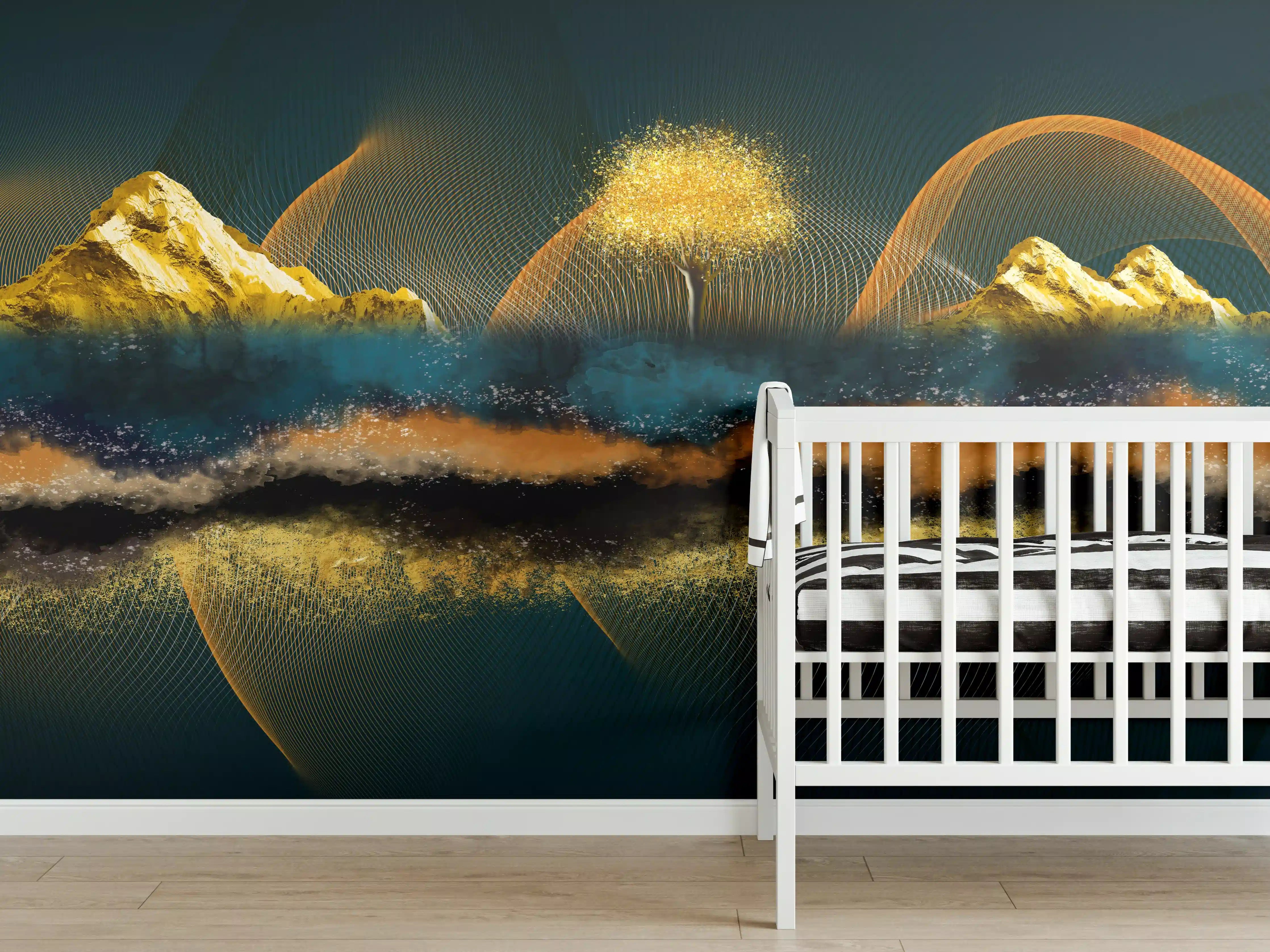 Babyzimmer Wandgestaltung - Nächtlicher Anblick - Zeichnung