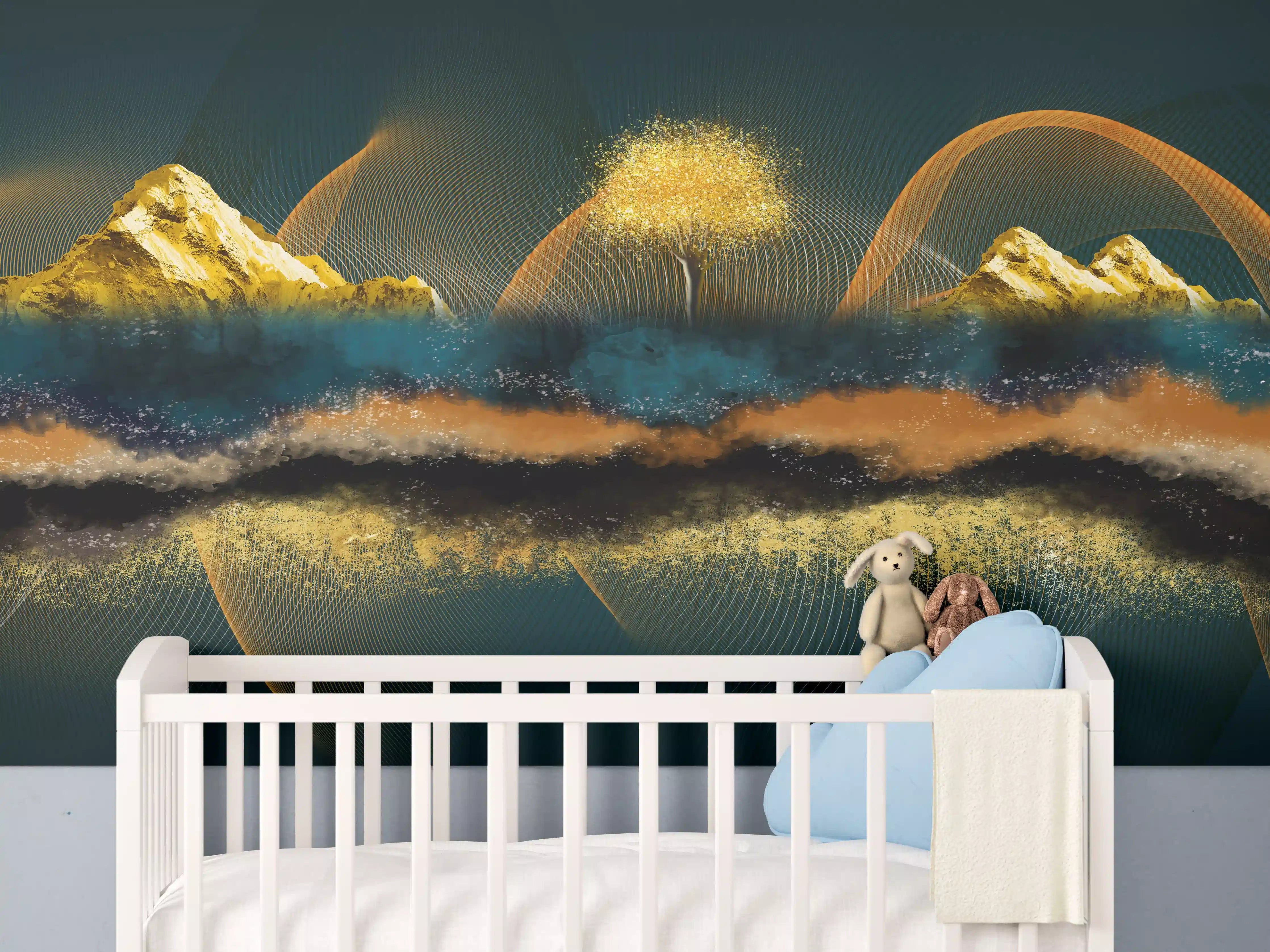 Babyzimmer Wandgestaltung - Nächtlicher Anblick - Zeichnung