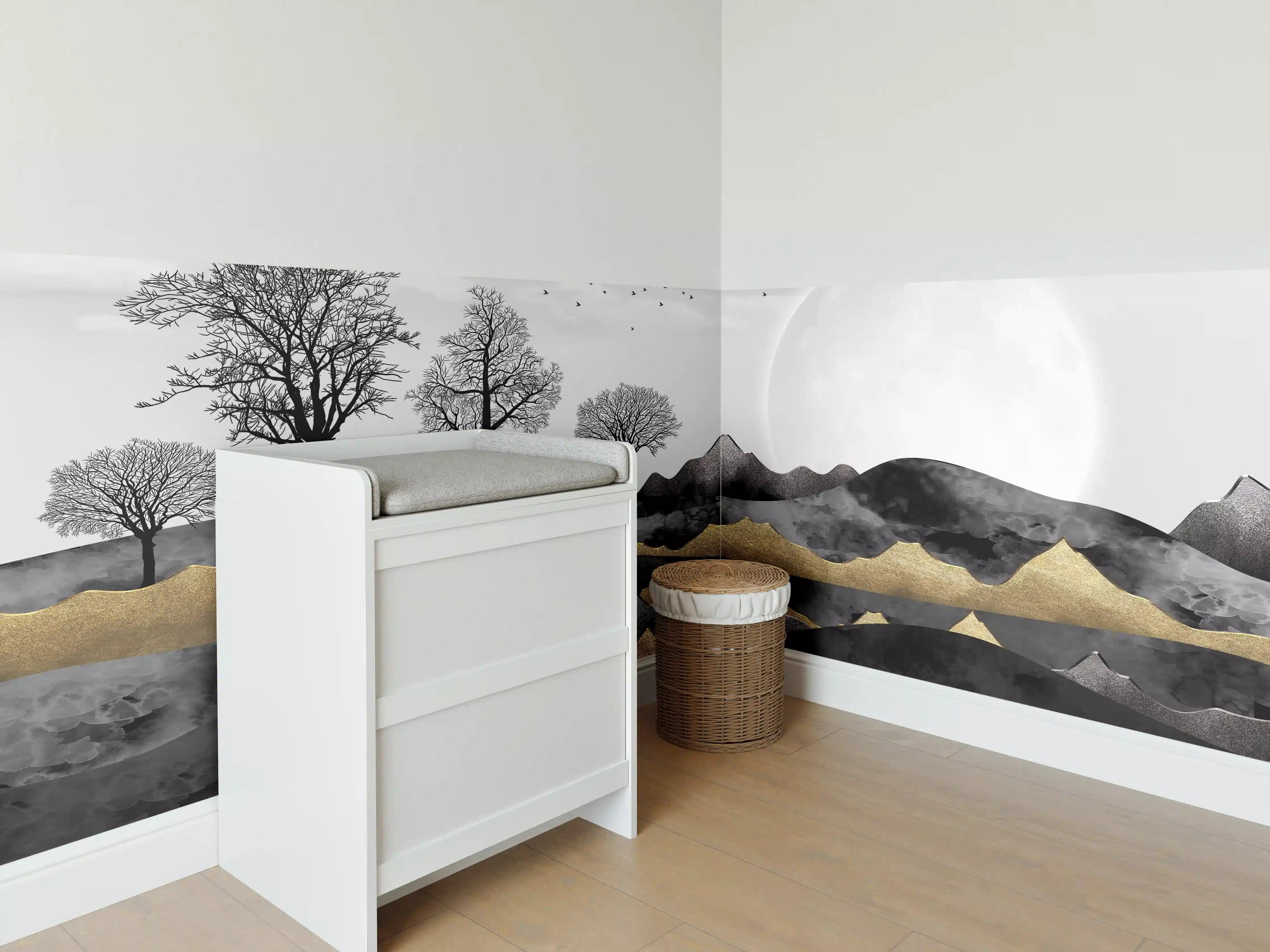 Babyzimmer Wandgestaltung - Nächtliches Landschaftsdesign - Grafik
