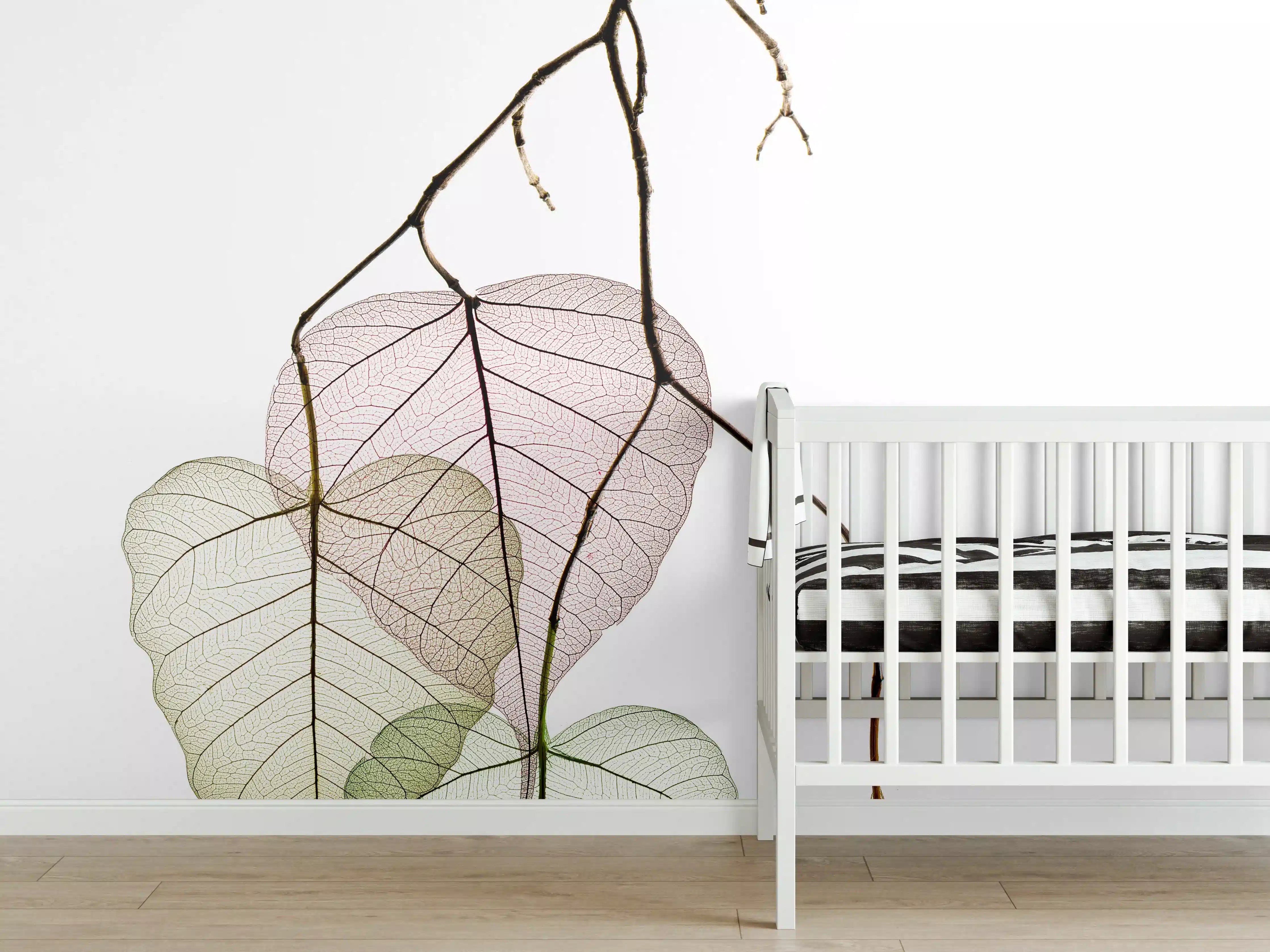 Babyzimmer Wandgestaltung - Nahaufnahme - Blätterzweige 