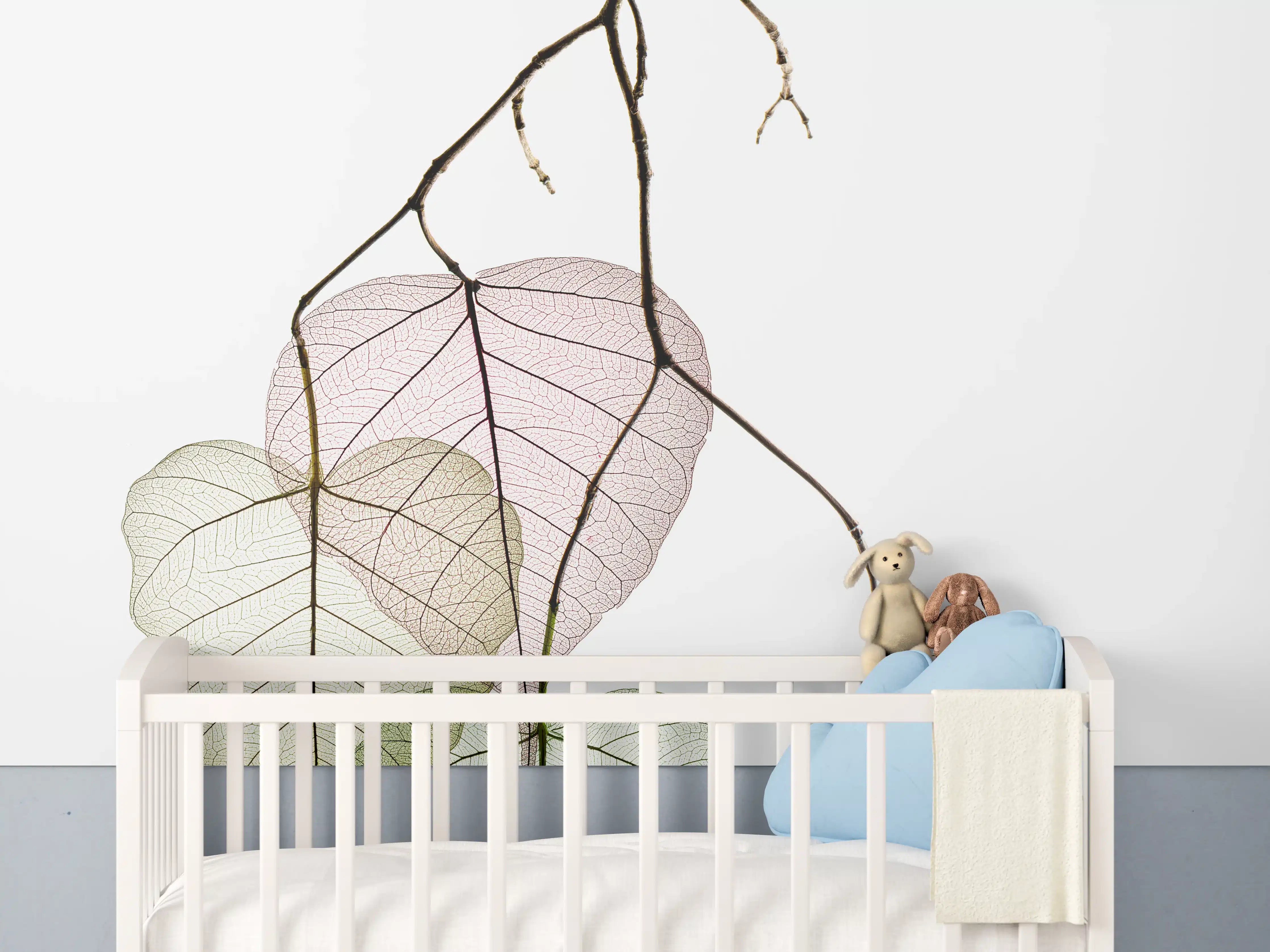 Babyzimmer Wandgestaltung - Nahaufnahme - Blätterzweige 