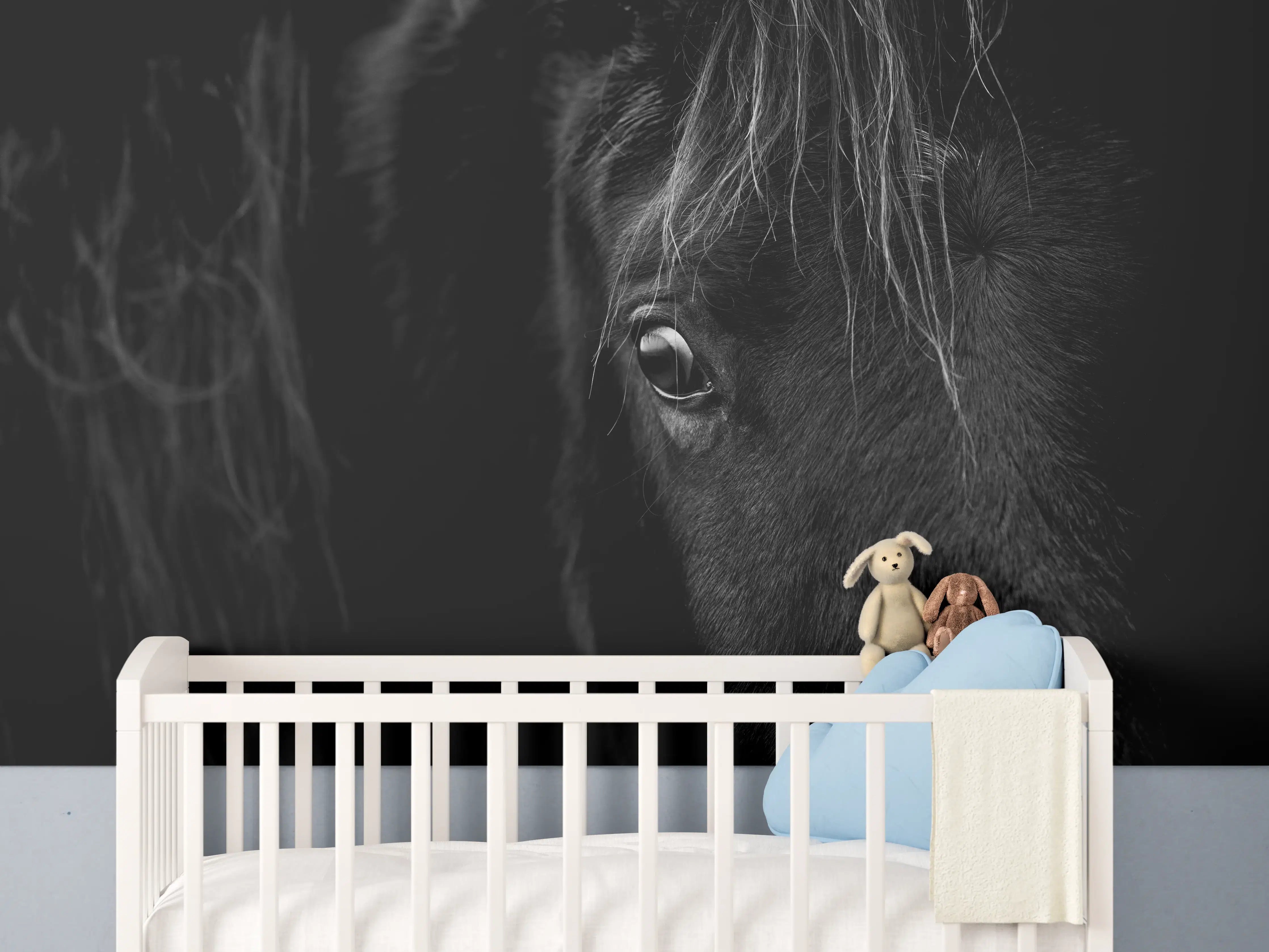 Babyzimmer Wandgestaltung - Nahaufnahme - Pferdekopf