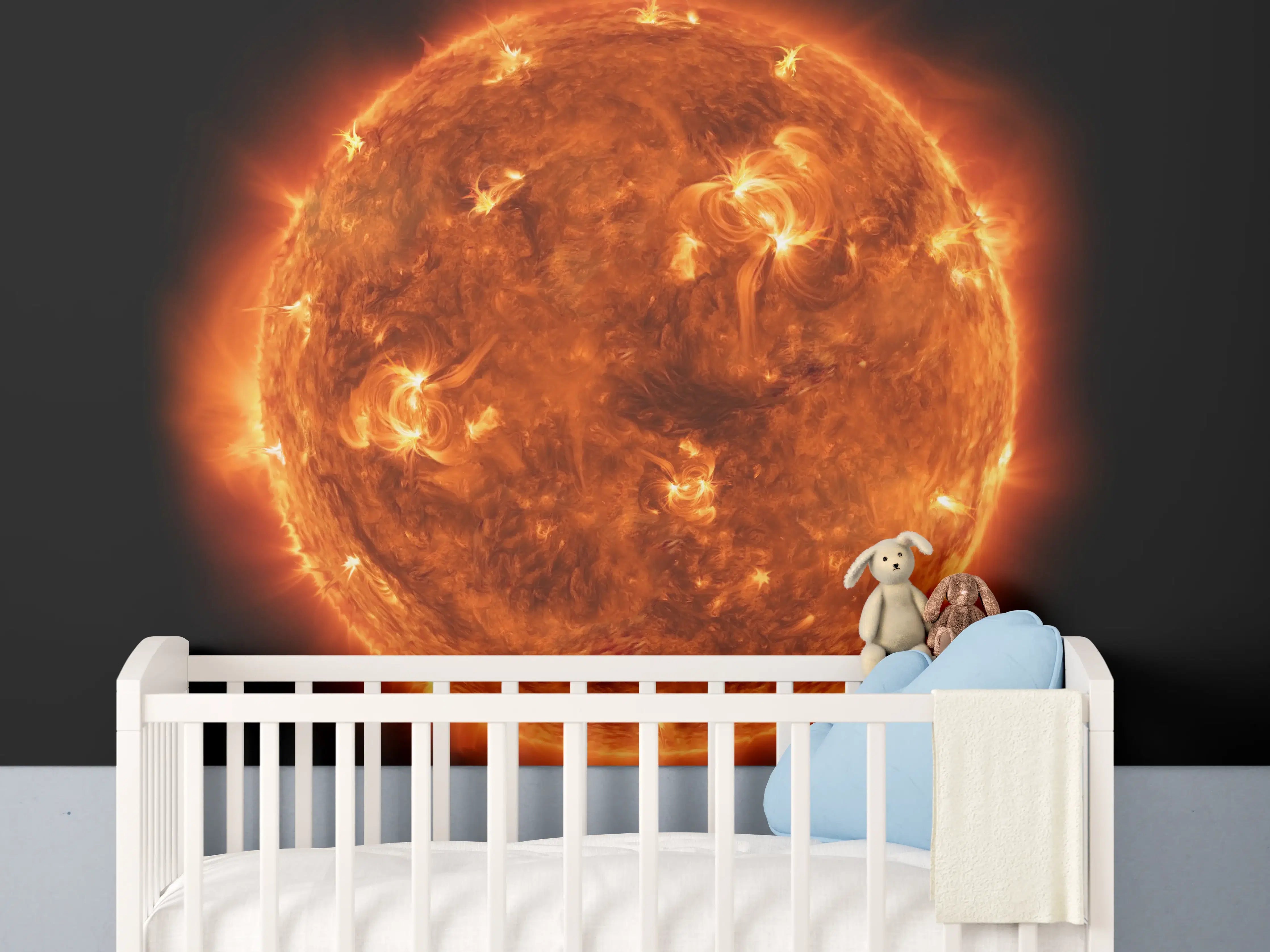 Babyzimmer Wandgestaltung - Nahaufnahme der Sonne