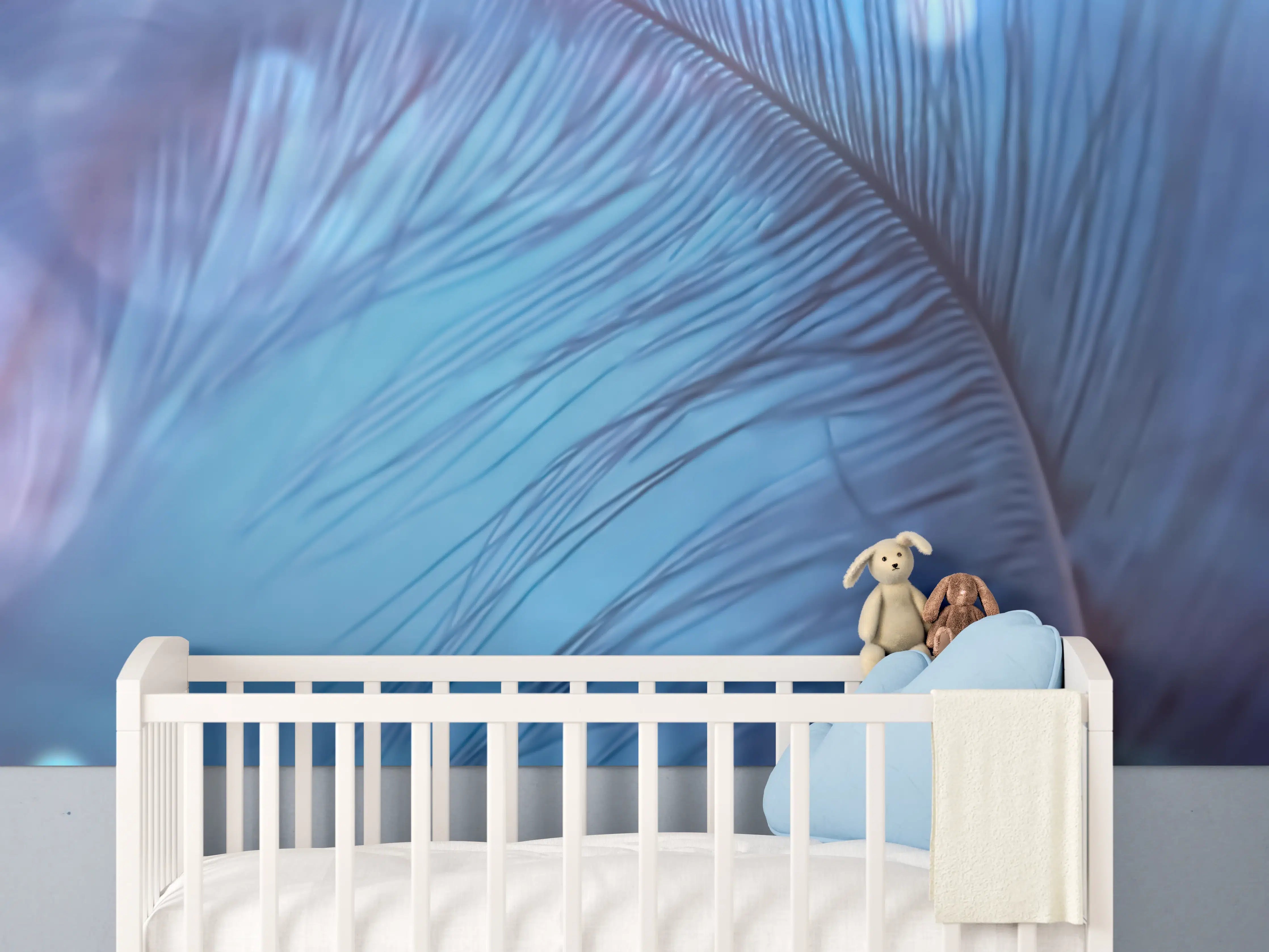 Babyzimmer Wandgestaltung - Nahaufnahme einer blauen Feder