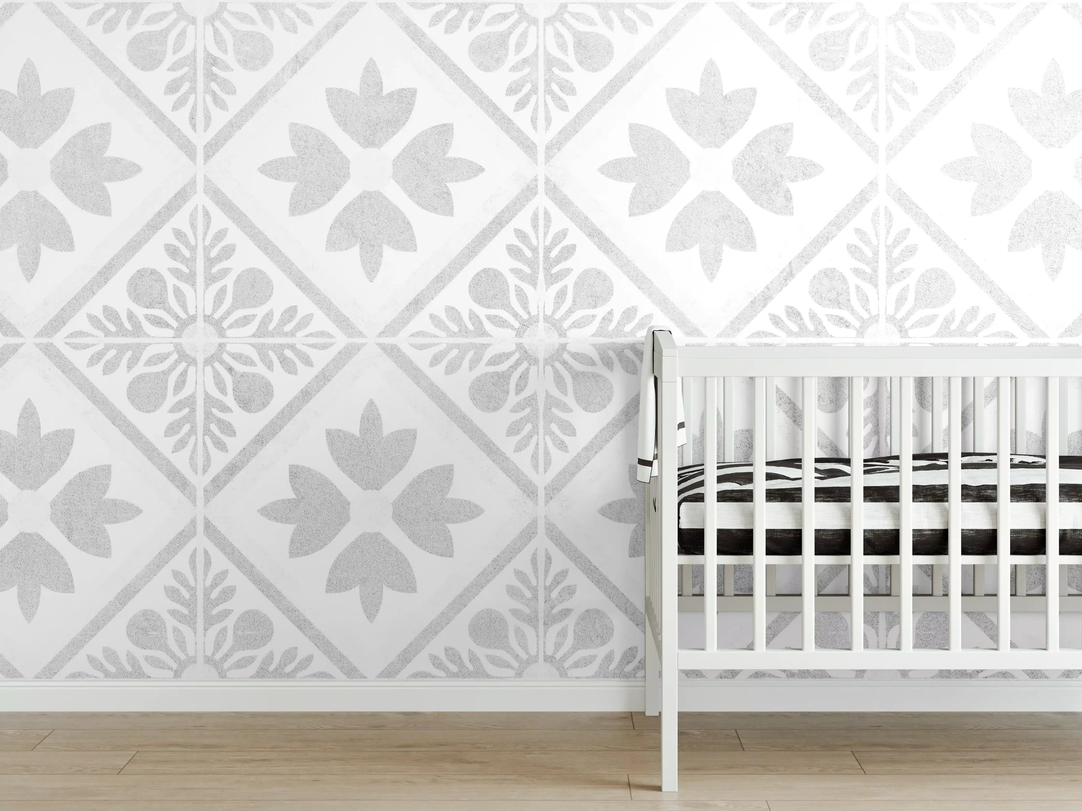 Babyzimmer Wandgestaltung - Nahtlose Grunge Betonfliesen