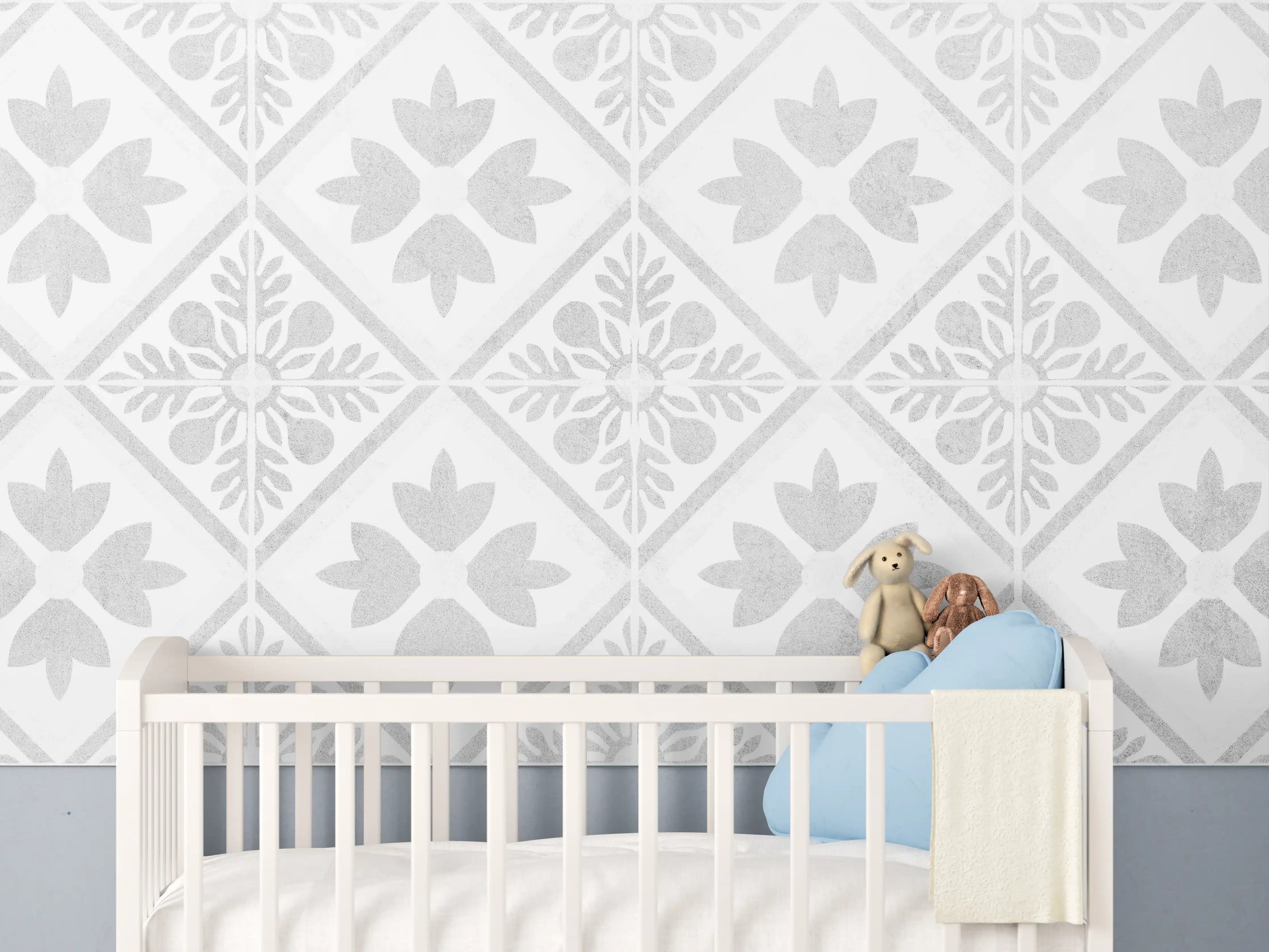 Babyzimmer Wandgestaltung - Nahtlose Grunge Betonfliesen