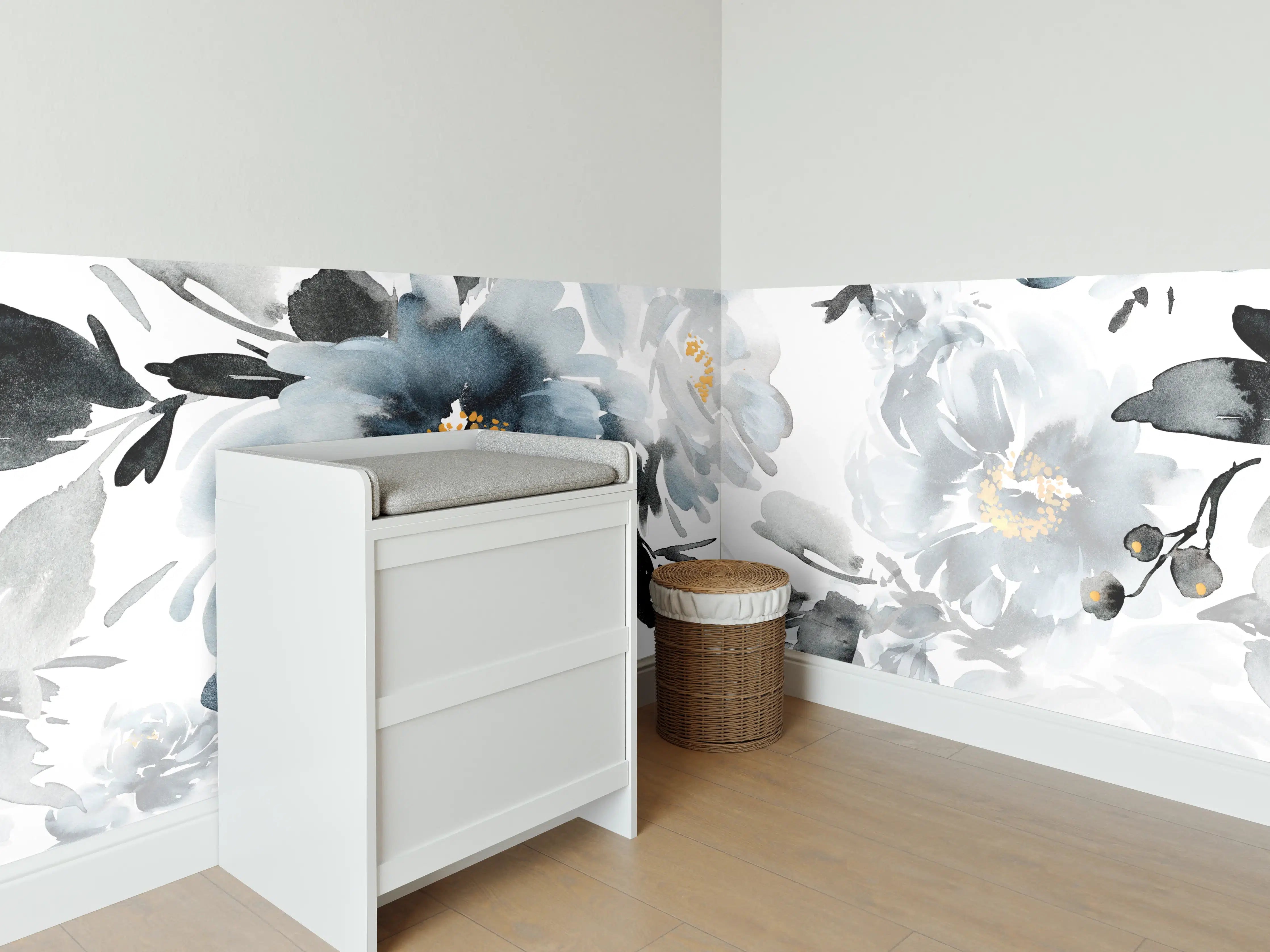 Babyzimmer Wandgestaltung - Nahtlose Sommer Muster mit Aquarell Blumen