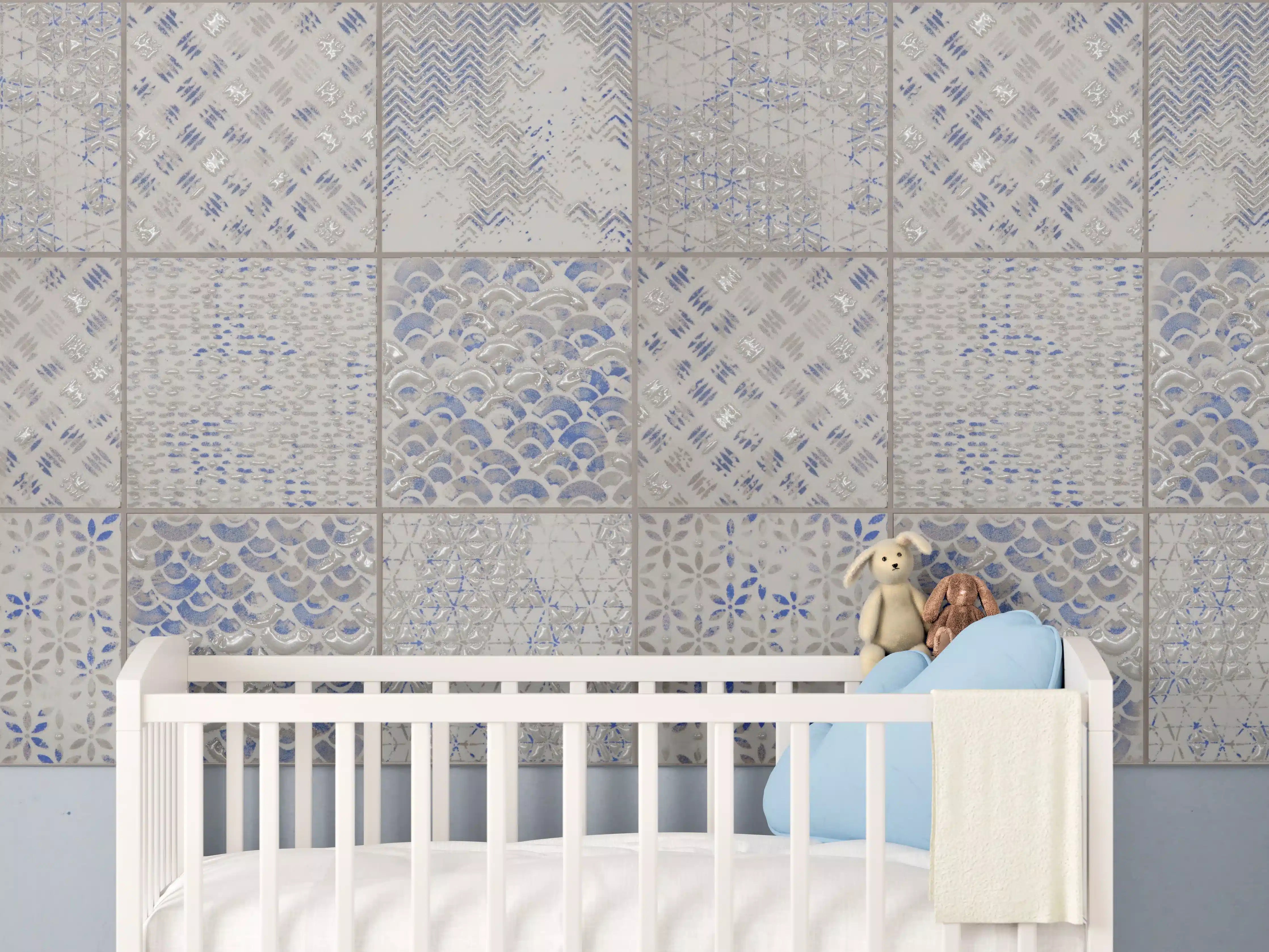 Babyzimmer Wandgestaltung - Nahtlose Vintage Retro Fliesen