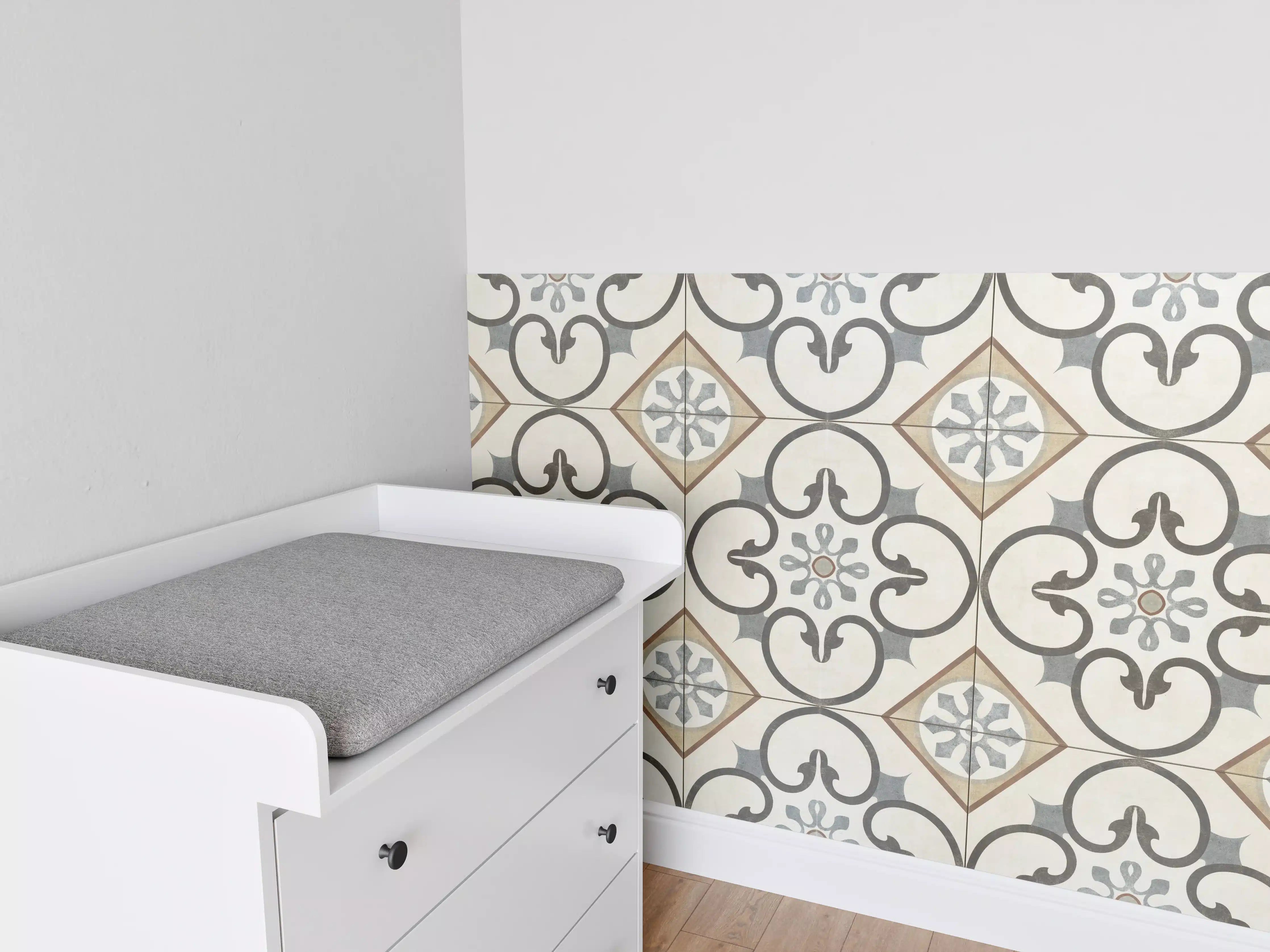 Babyzimmer Wandgestaltung - Nahtlose beige graue Fliesen