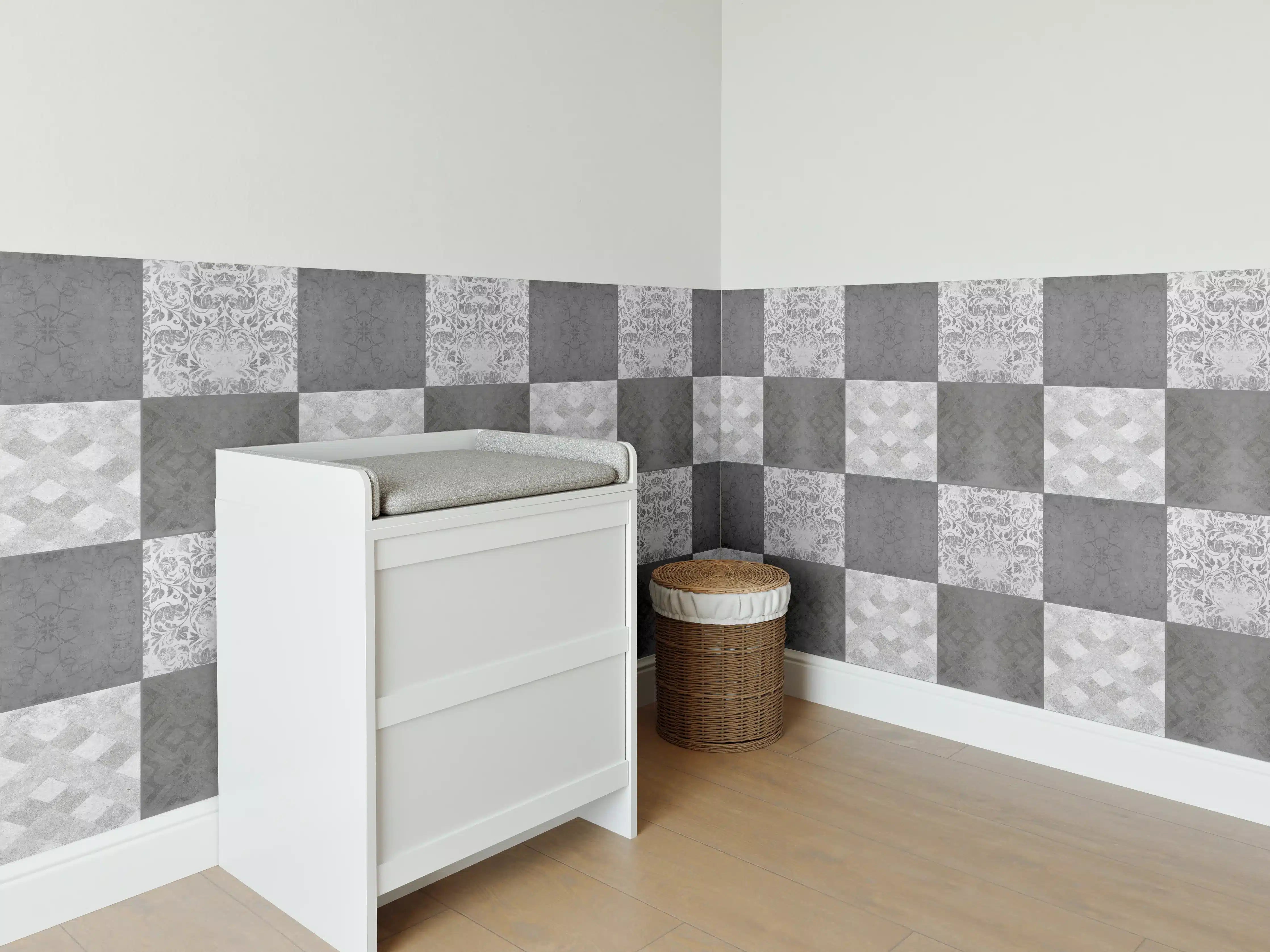 Babyzimmer Wandgestaltung - Nahtlose dunkle Vintage Fliesen