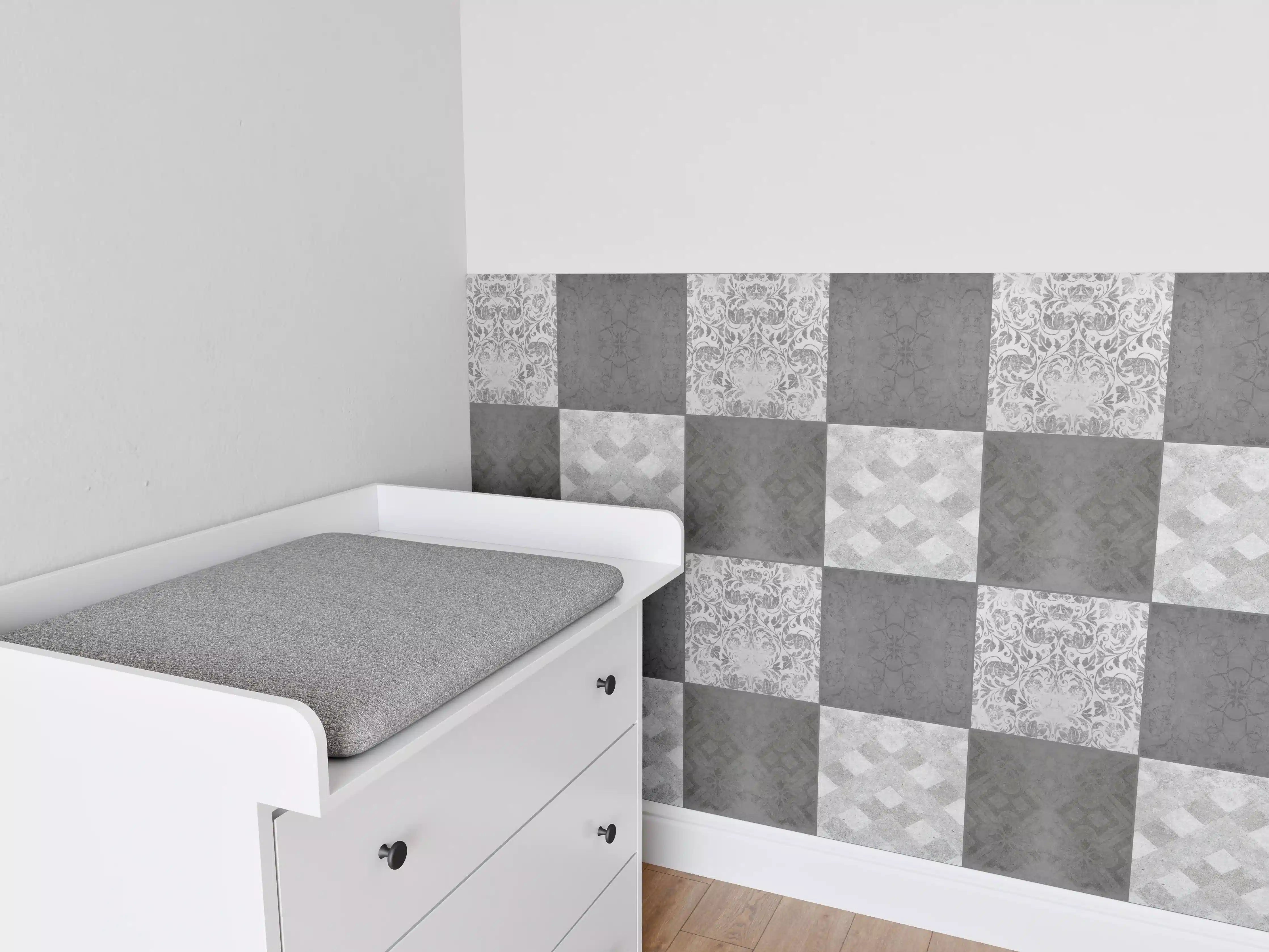 Babyzimmer Wandgestaltung - Nahtlose dunkle Vintage Fliesen